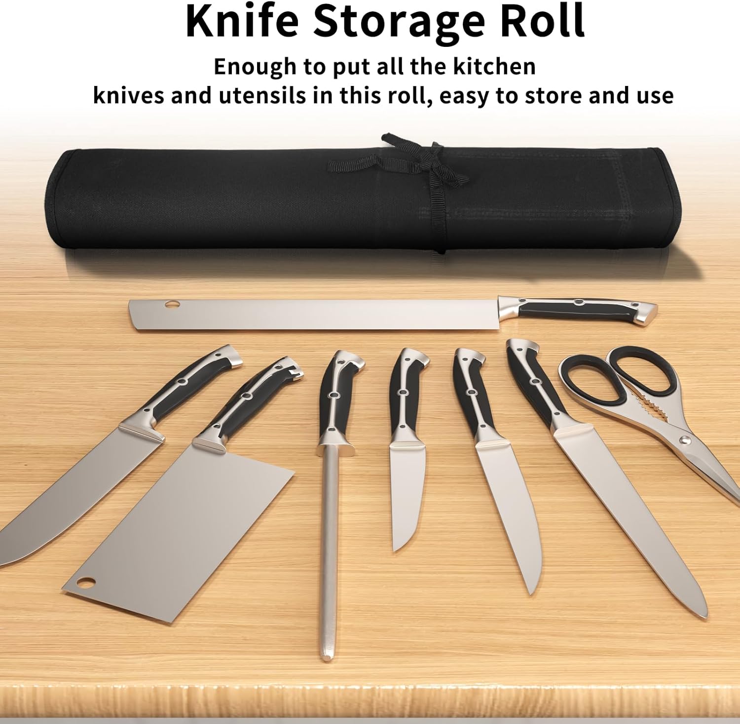 Lelezone Professional Chef Knife Roll Bag for Kitchen Storage