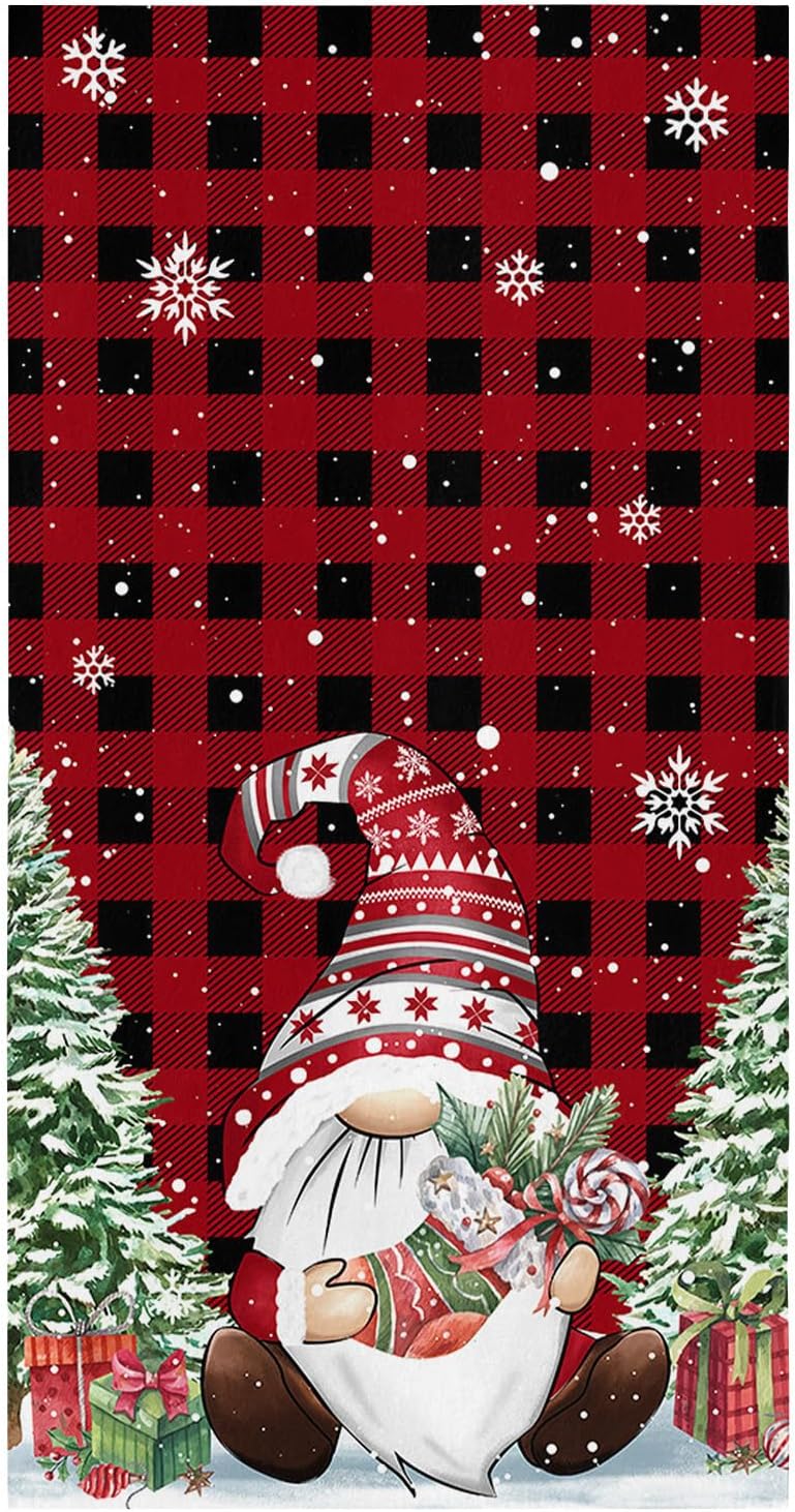 18x28 Red Black Gnomes Pine Tree Kitchen Towels