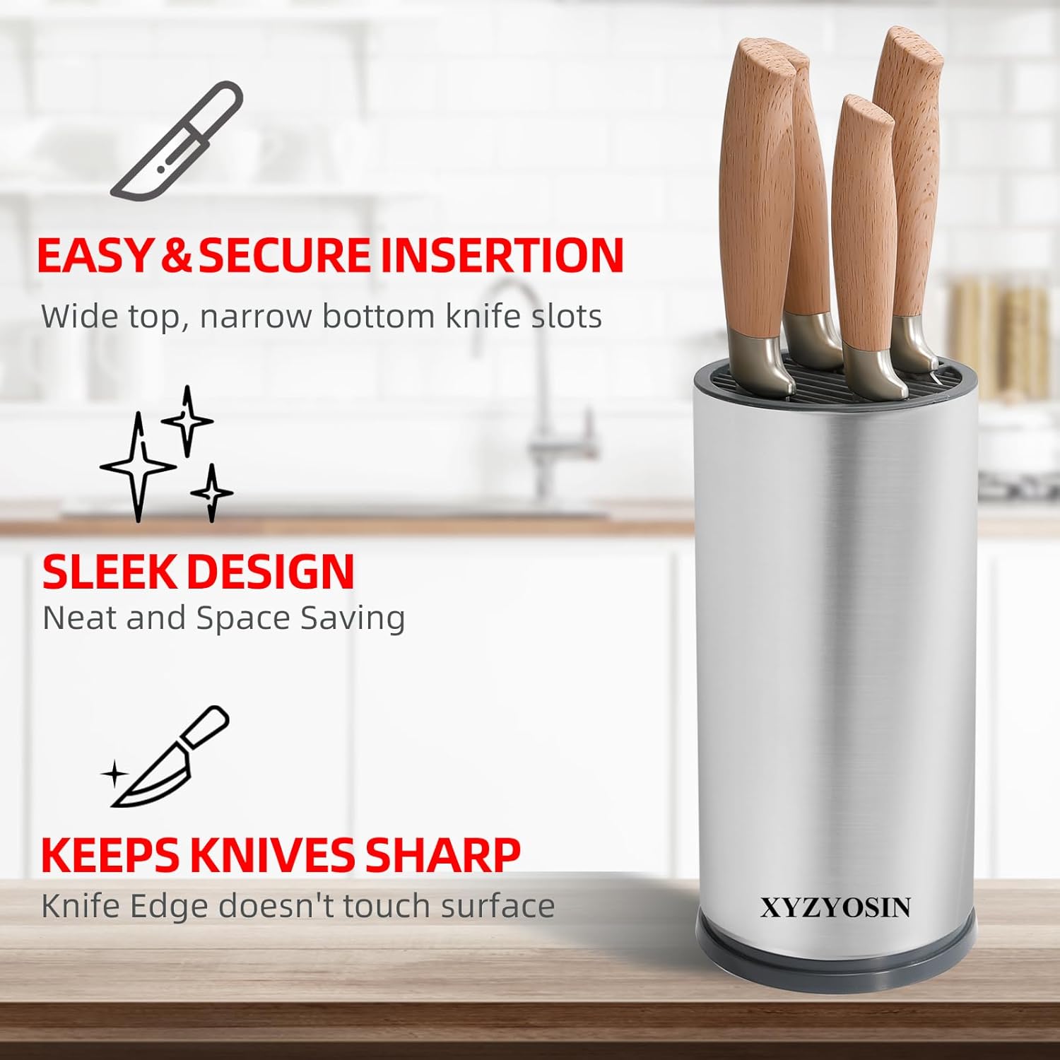 XYZYOSIN Stainless Steel Universal Knife Block