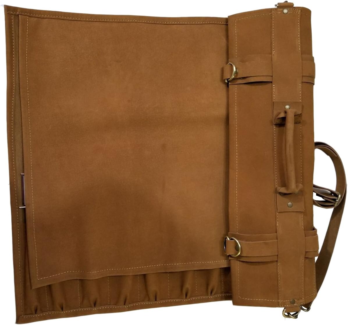 luvsecretlingerie Genuine Lightweight Leather Chef Knife Roll 13 Slots K5