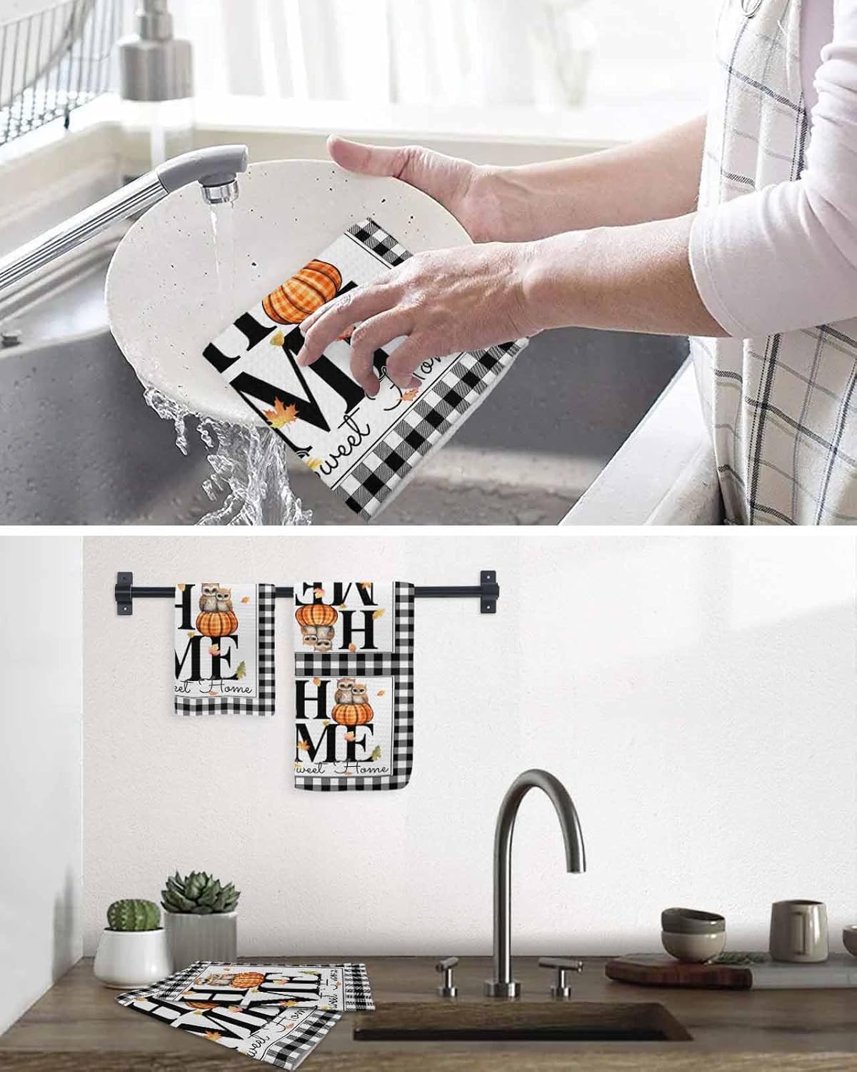 Habtucy 3-Piece Hand Towels Set Waffle Weave Microfiber Black