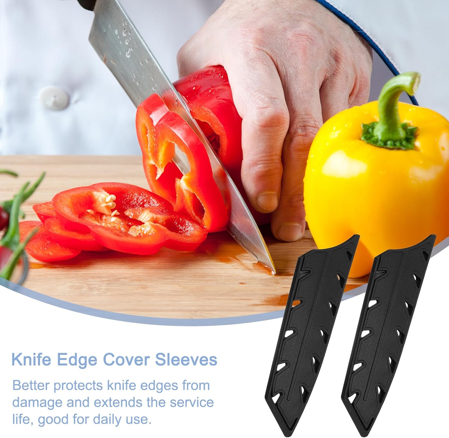 Uxcell 2Pcs Knife Edge Guards for 75 Chef Knife Black