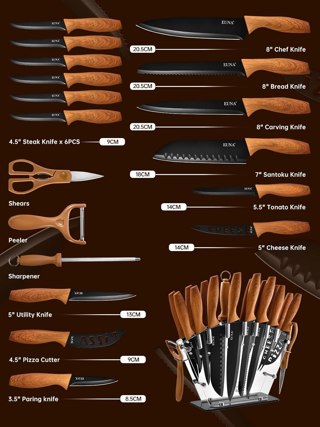 Premium 19-Piece Knife Set for Every Cook