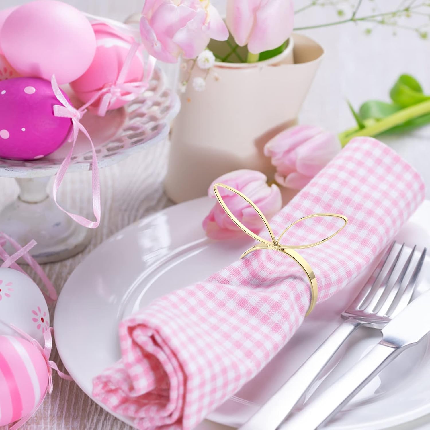 Kesote bunny napkin rings for Easter dinner table decor