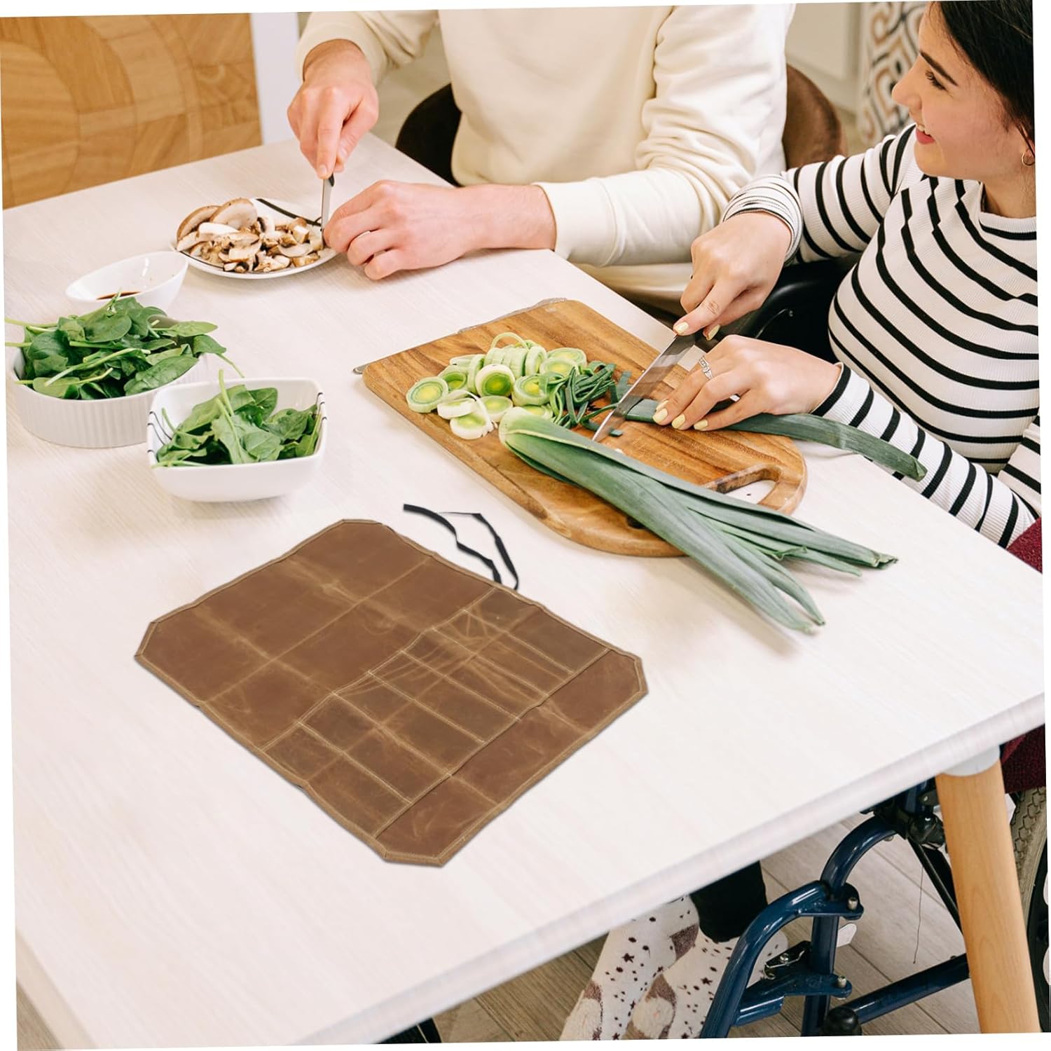 PrettyZoom Premium Chefs Knives Organizer with Waxed Canvas Storage Bag