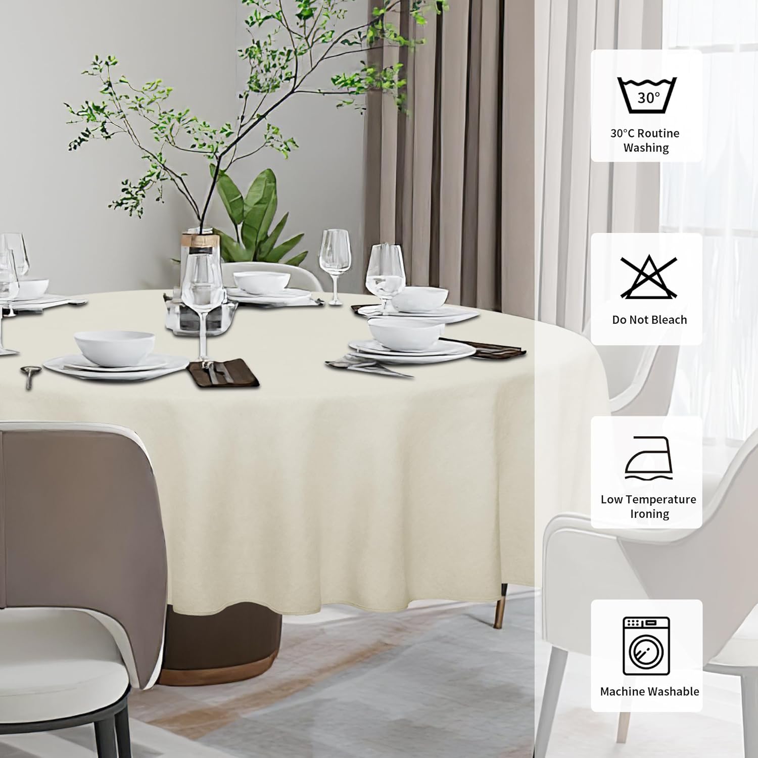 Easy-Going Faux Linen Waterproof Tablecloth