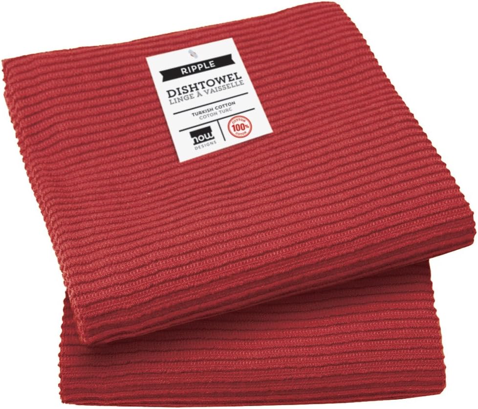 Now Designs Ripple Kitchen Towel Set of 2 Carmine