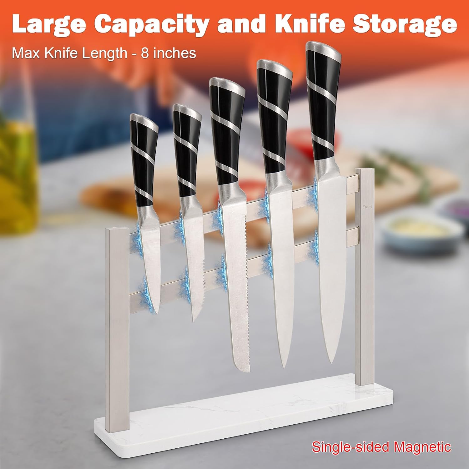 Sturdy Magnetic Knife Holder with Marble Base Perfect for Kitchen Storage