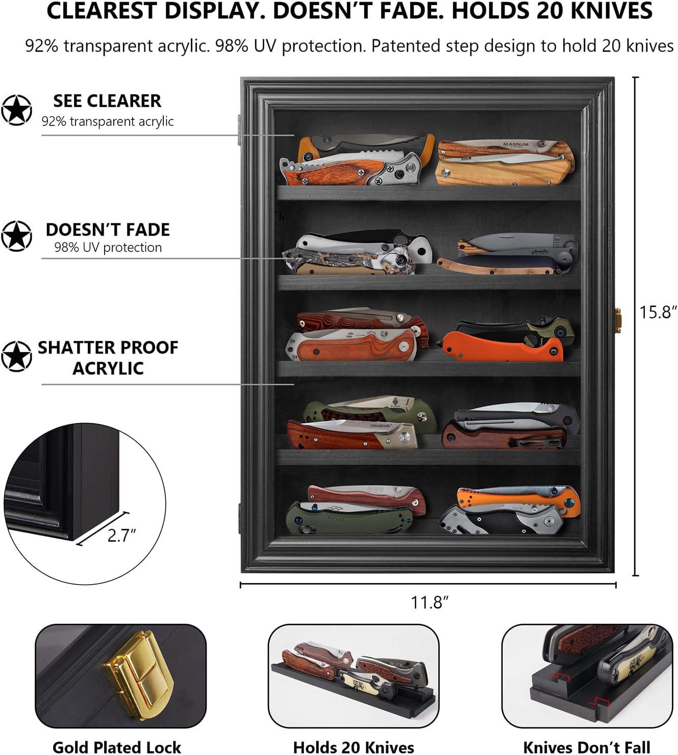 ZAYALI Pocket Knife Display Case