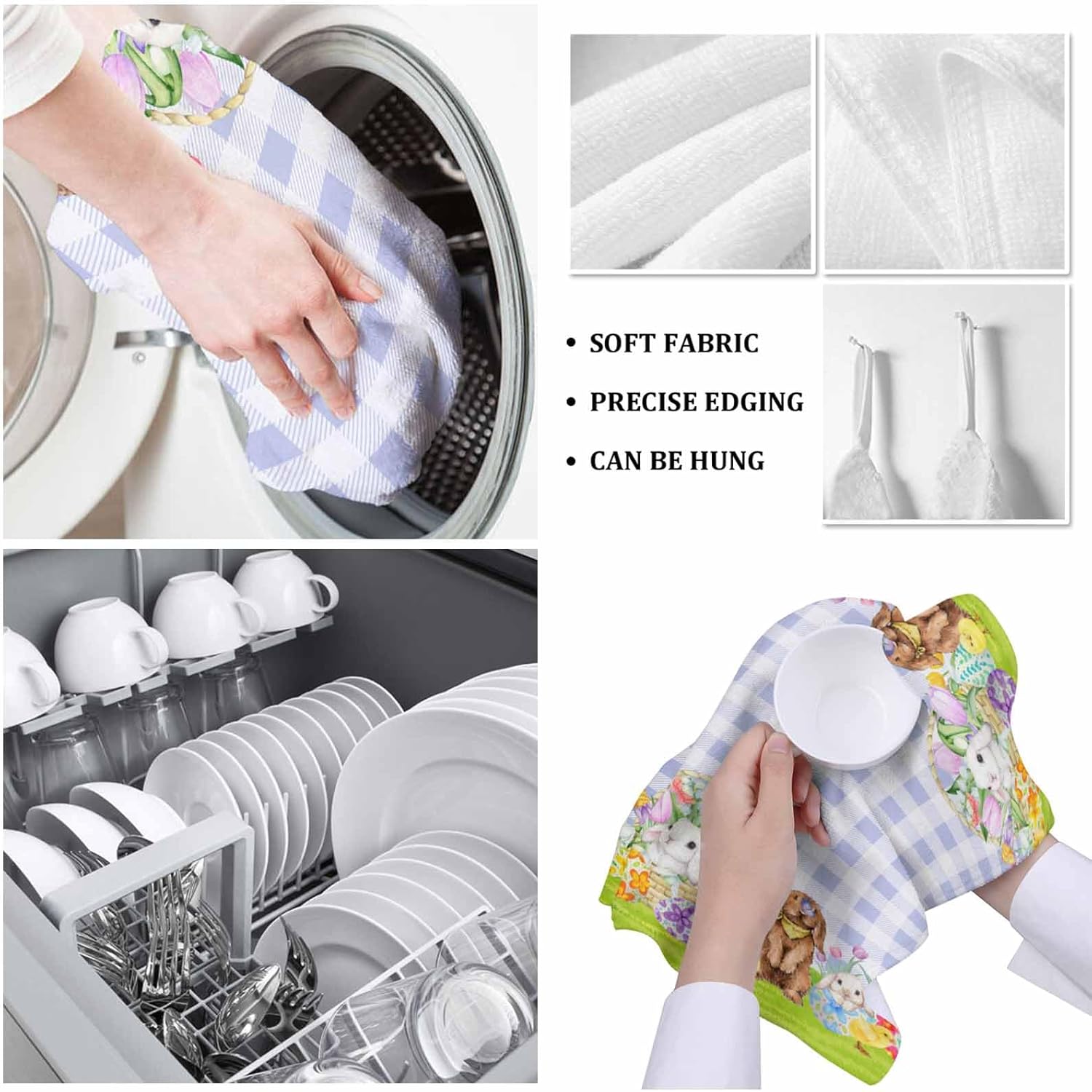 ZOE GARDEN Easter Basket Bunny Kitchen Towels