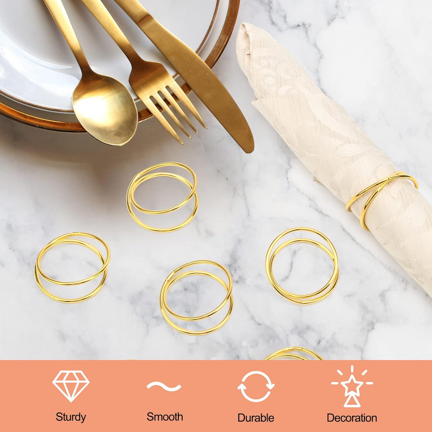 Polished Gold Napkin Rings