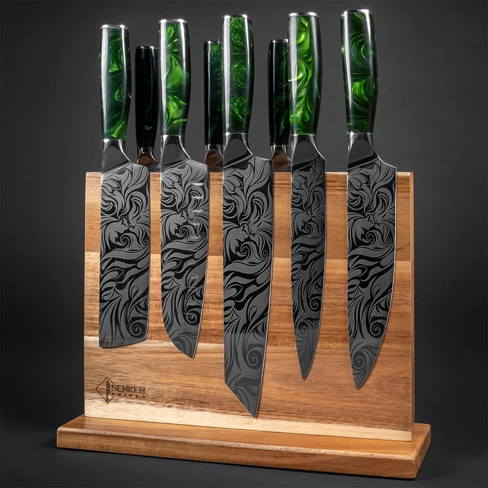 Durable Magnetic Knife Block with Natural Acacia Wood