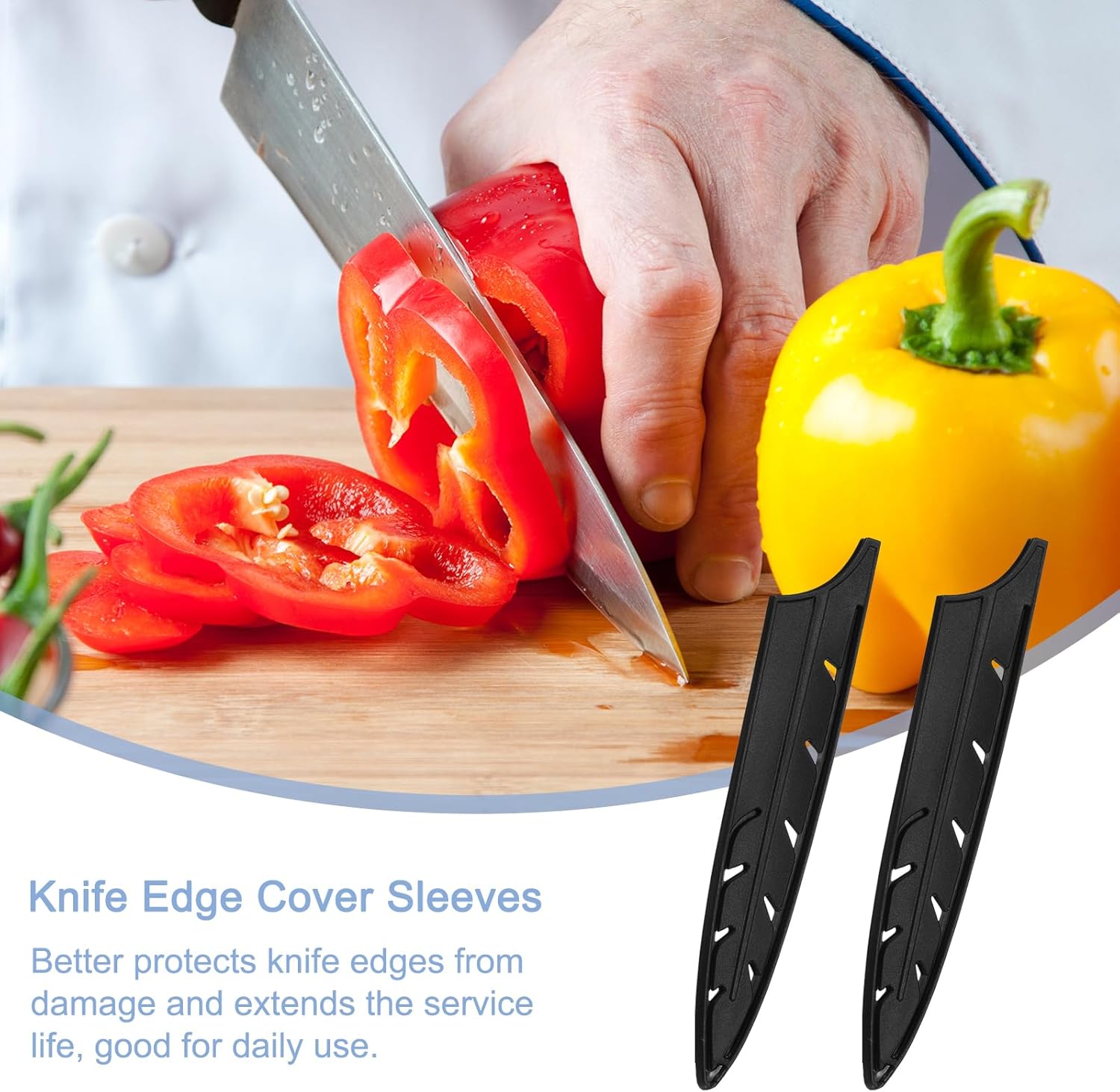 4-Piece Set Blade Edge Guards Protective Sleeves for 8 Slicing Knives