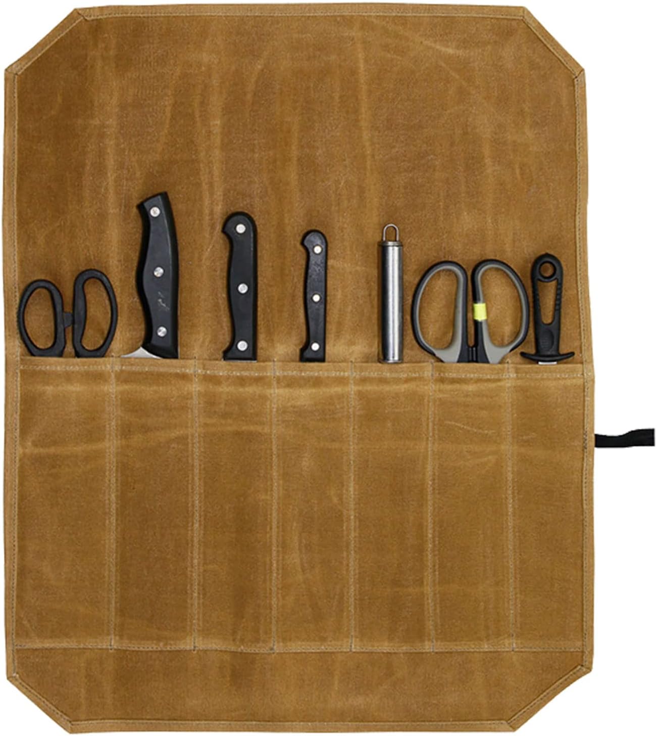 FUKAJOMFEN Knife Roll Chefs Knife Bag Gray Waxed Canvas Holder