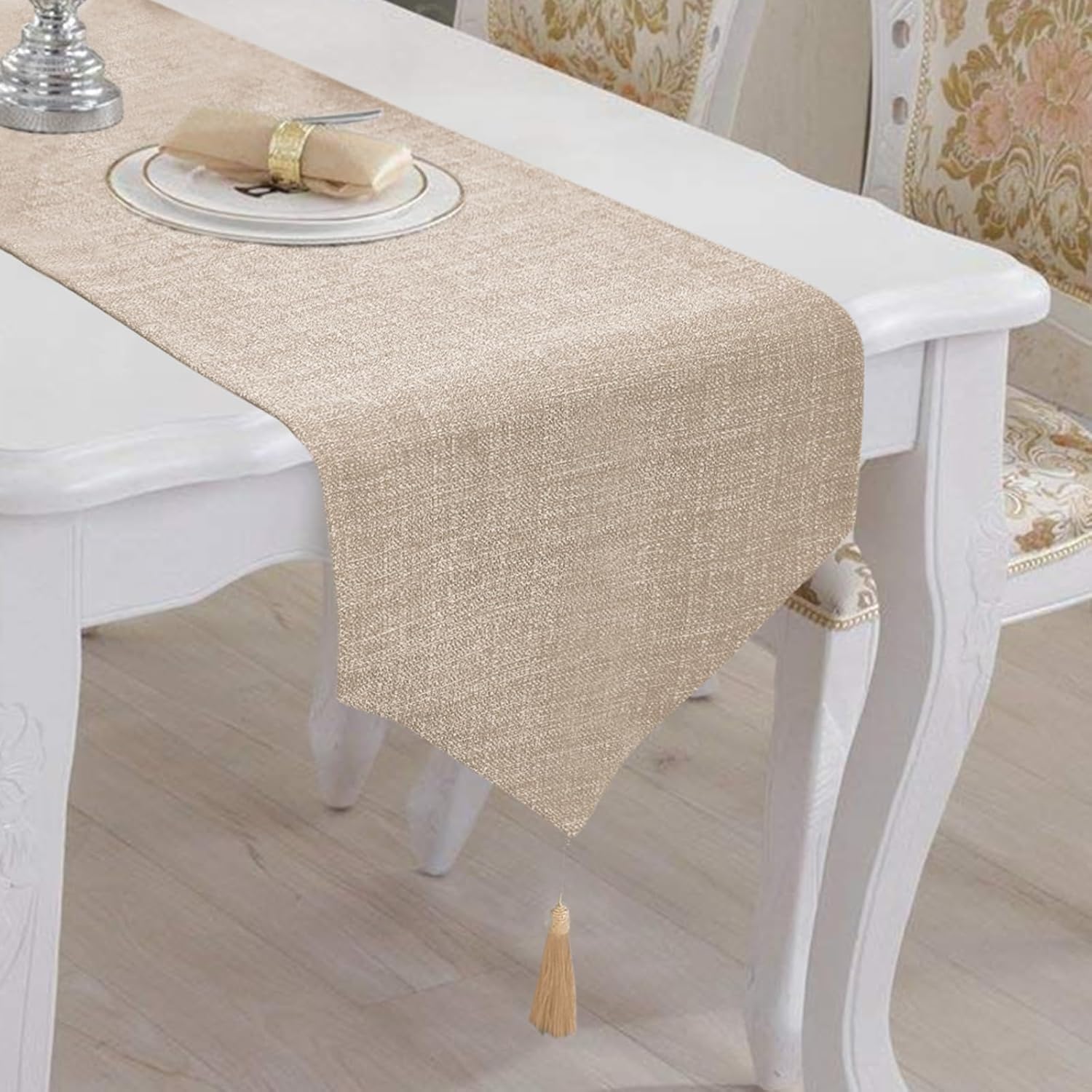 Waterproof Linen Style Runner 14x118 Beige