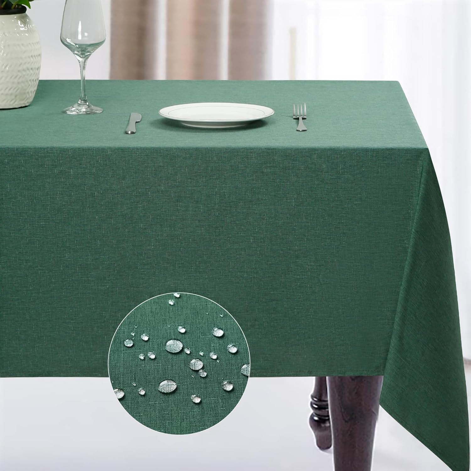 JUCFHY Rectangle Table Cloth 60x104 Inch Hunter Green
