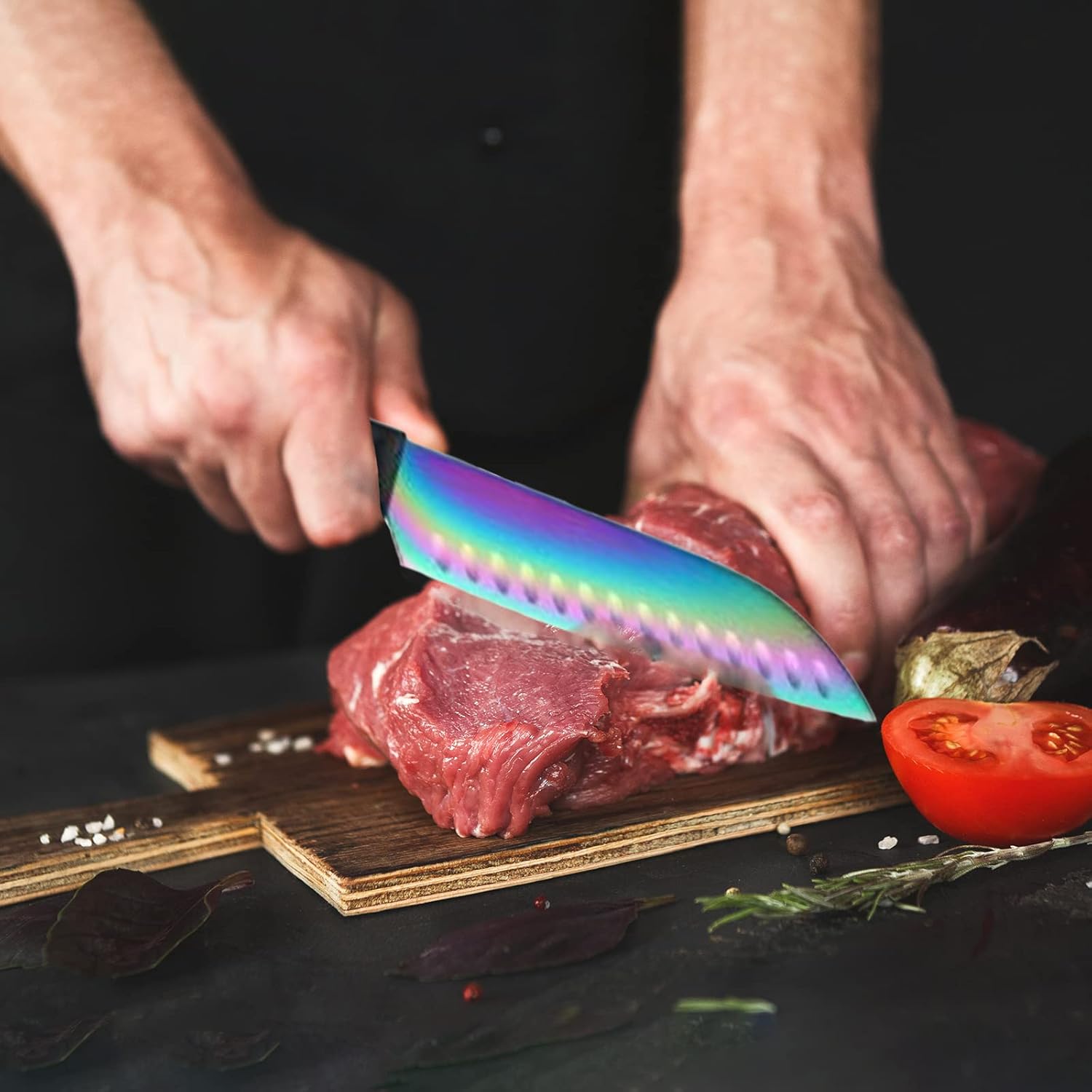 Marco Almond 14-Piece Rainbow Knife Block Set