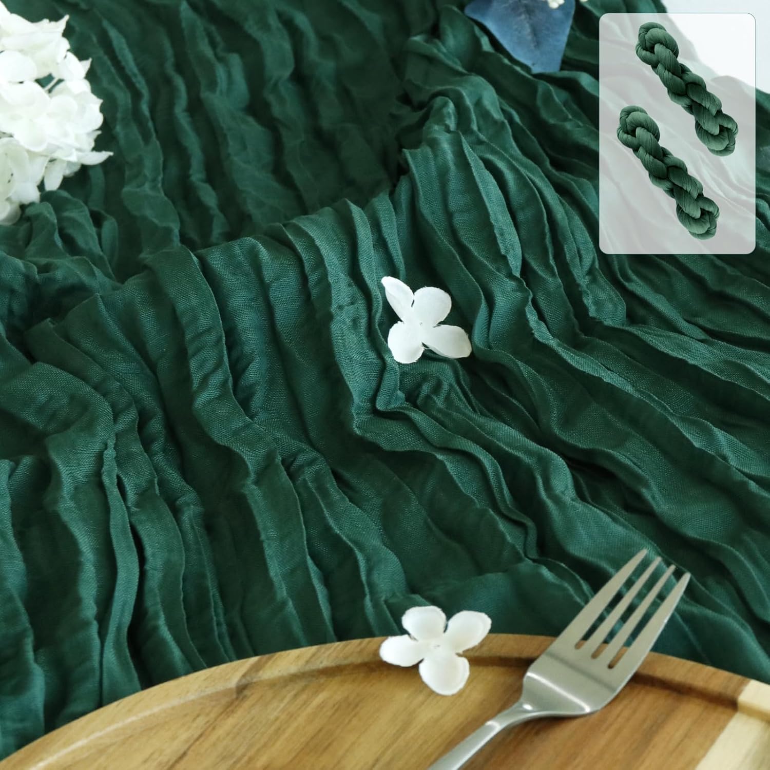 Pusunas Cheesecloth Table Runner 2 Pack 10 Ft Emerald Green