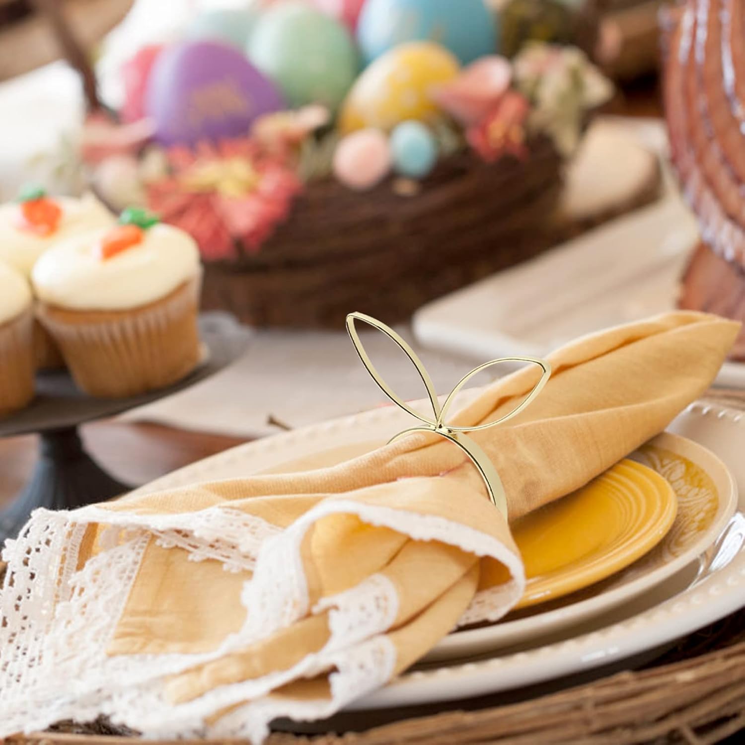 Kesote bunny napkin rings for Easter dinner table decor