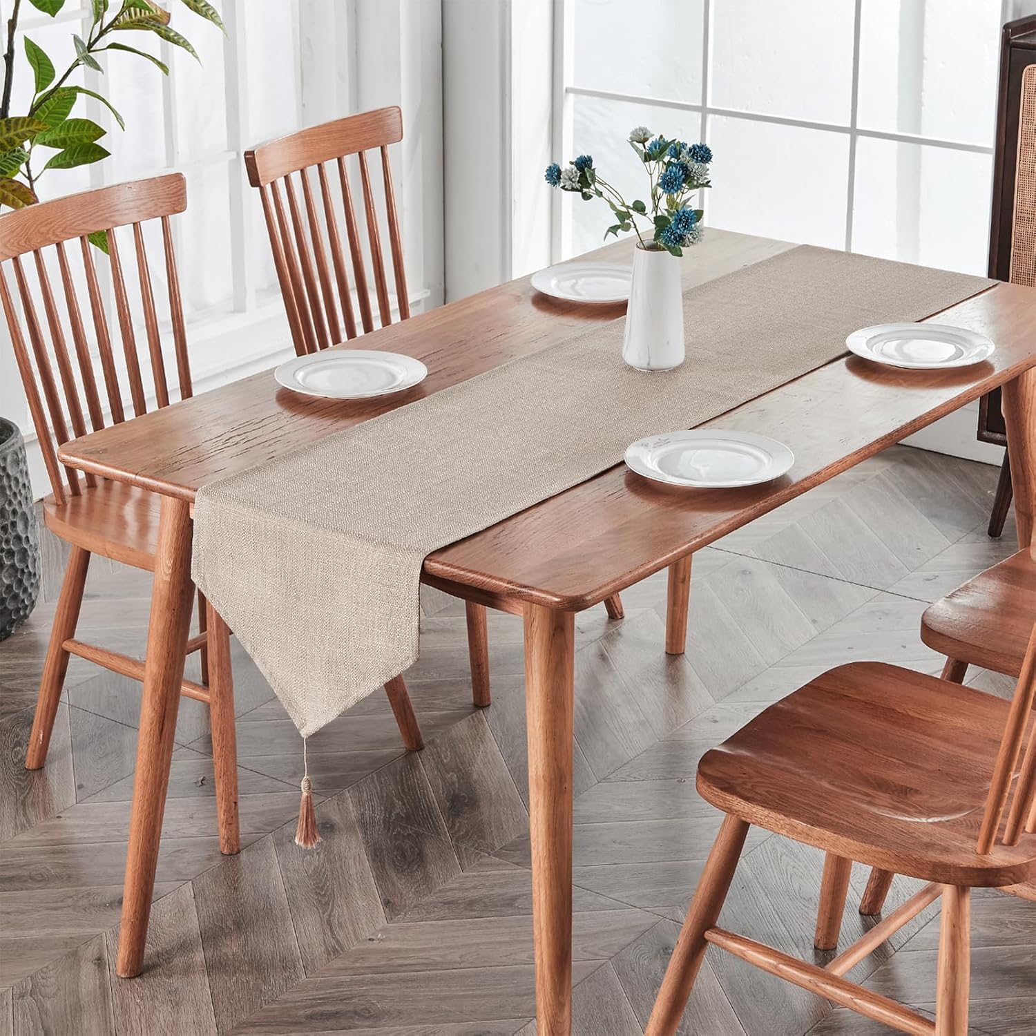Waterproof Linen Style Runner 14x118 Beige