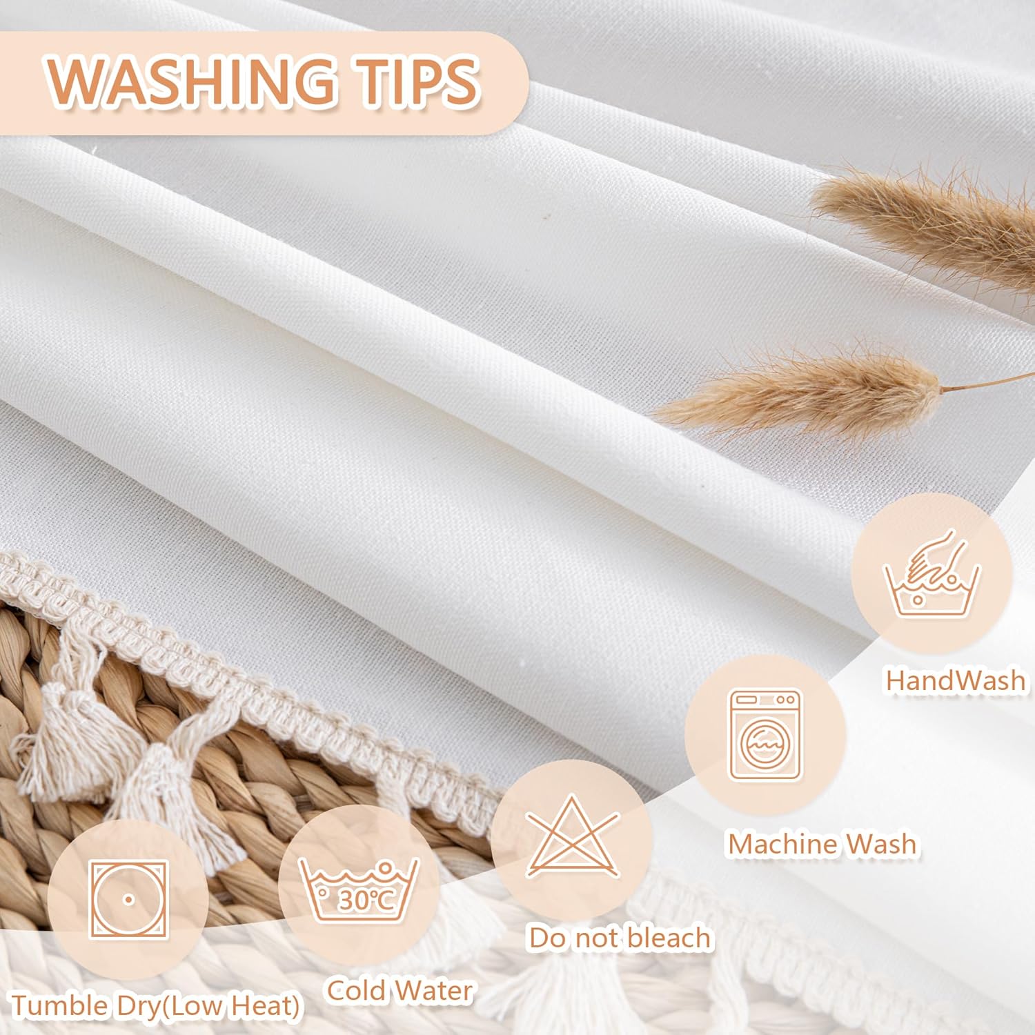 MYSKY HOME White Table Cloth 55X86 for 6-8 Seats