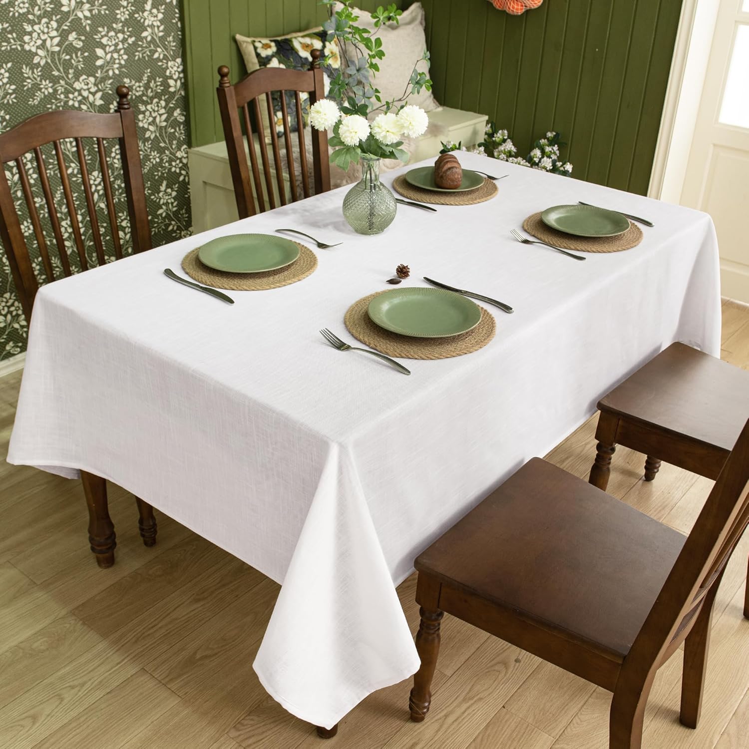 Karseteli Linen Textured Rectangle Tablecloth 60x120 Inch