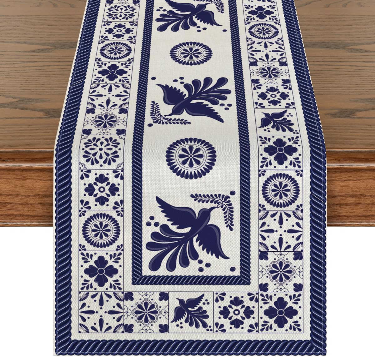 Artoid Mode Floral Bird Dia De Los Muertos Table Runner