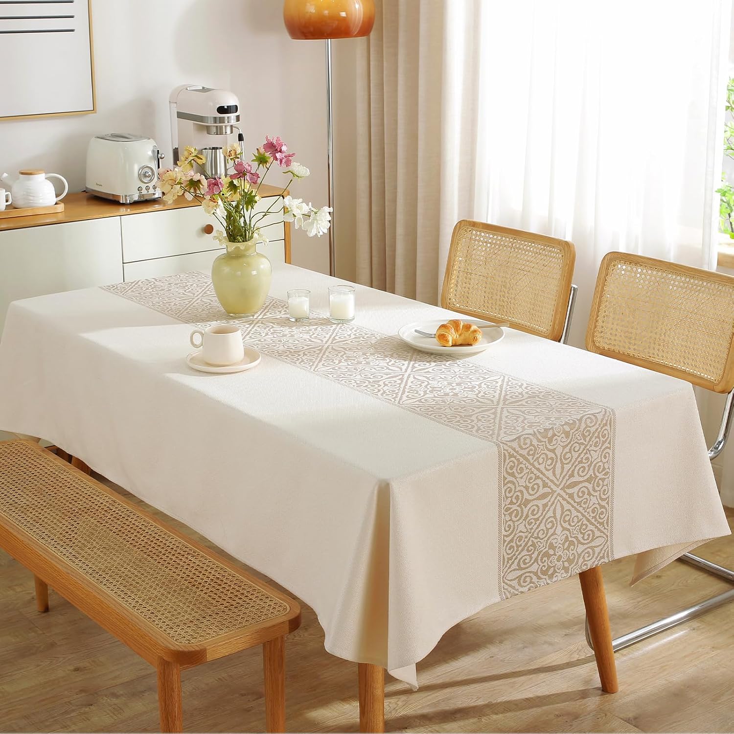 55x87 inch waterproof tableclothSolaverano cotton linenextra softDurable for diningkitchenhome