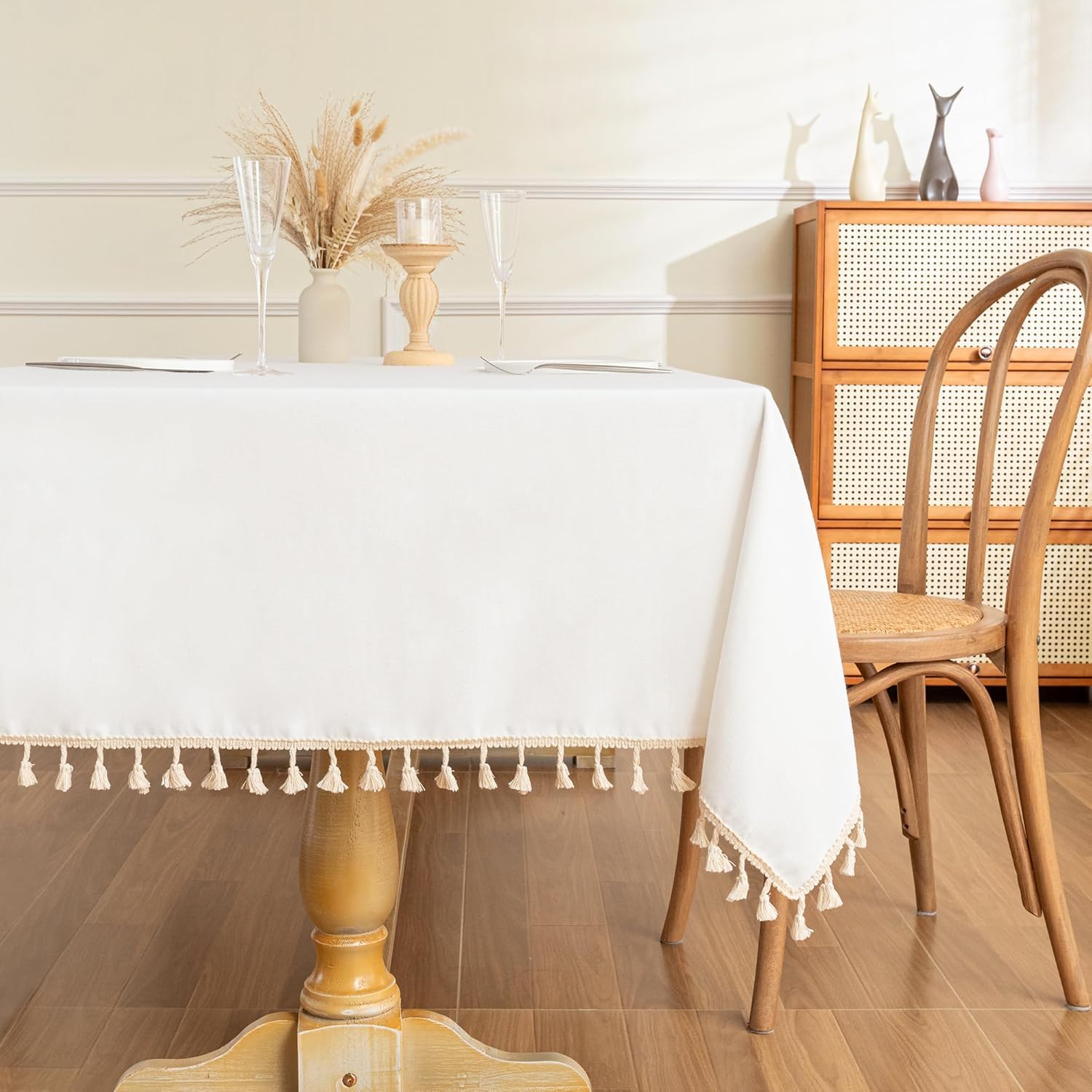 MYSKY HOME White Table Cloth 55X86 for 6-8 Seats