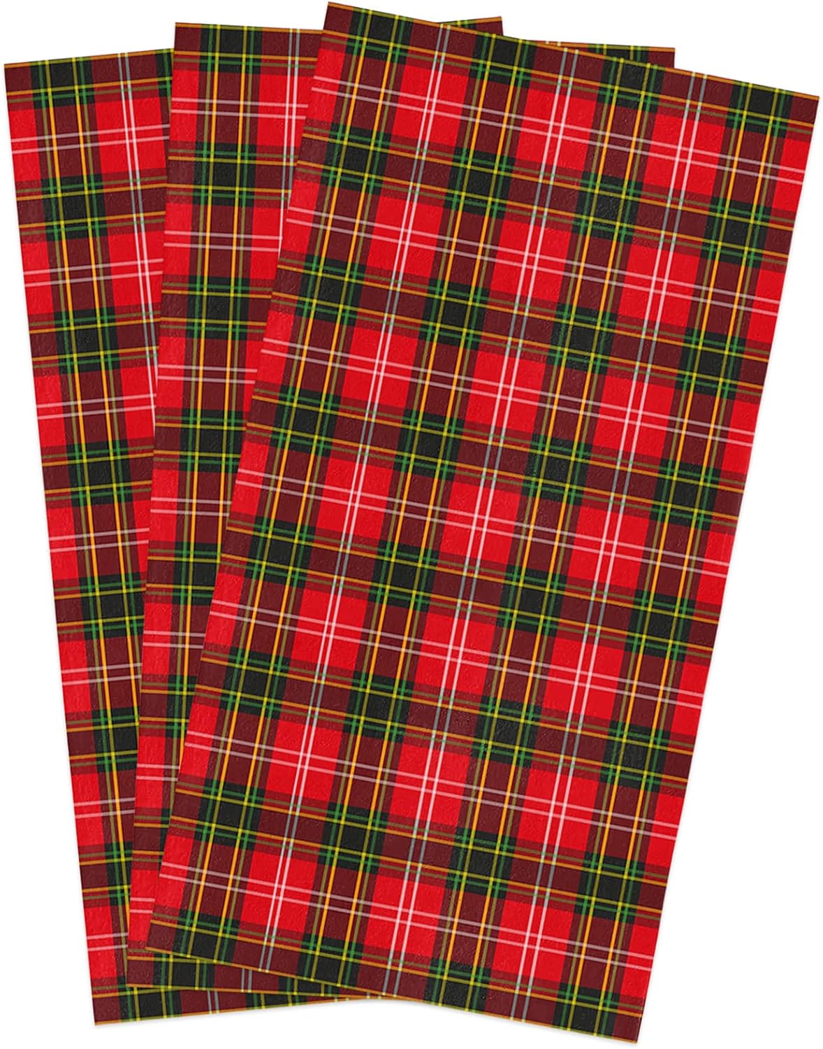 Beisseid Christmas Kitchen Towels Red Green Buffalo Plaid Soft Fingertip Hand Towels Set