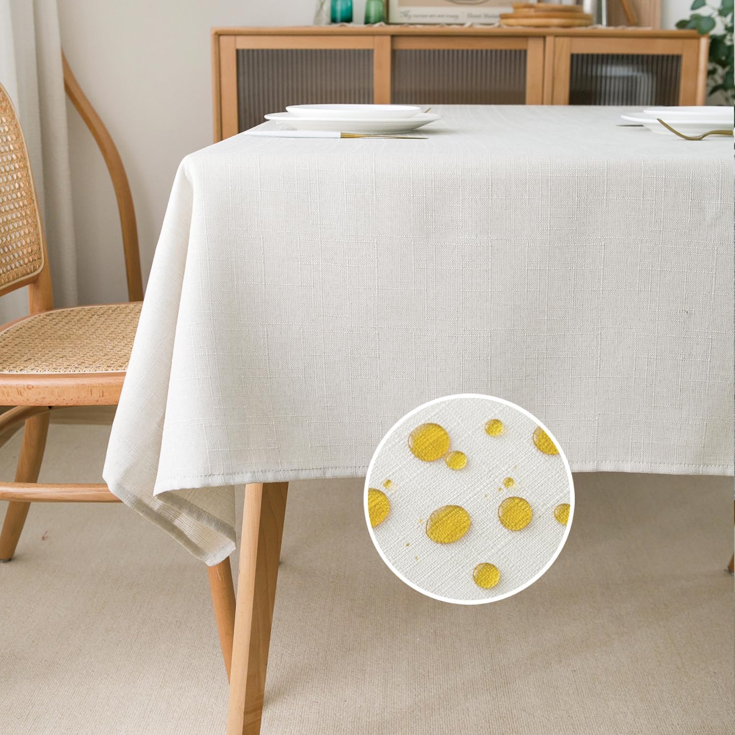Elegant 42x42 Water-resistant Linen Tableclothsoft and durableperfect for kitchen dining events