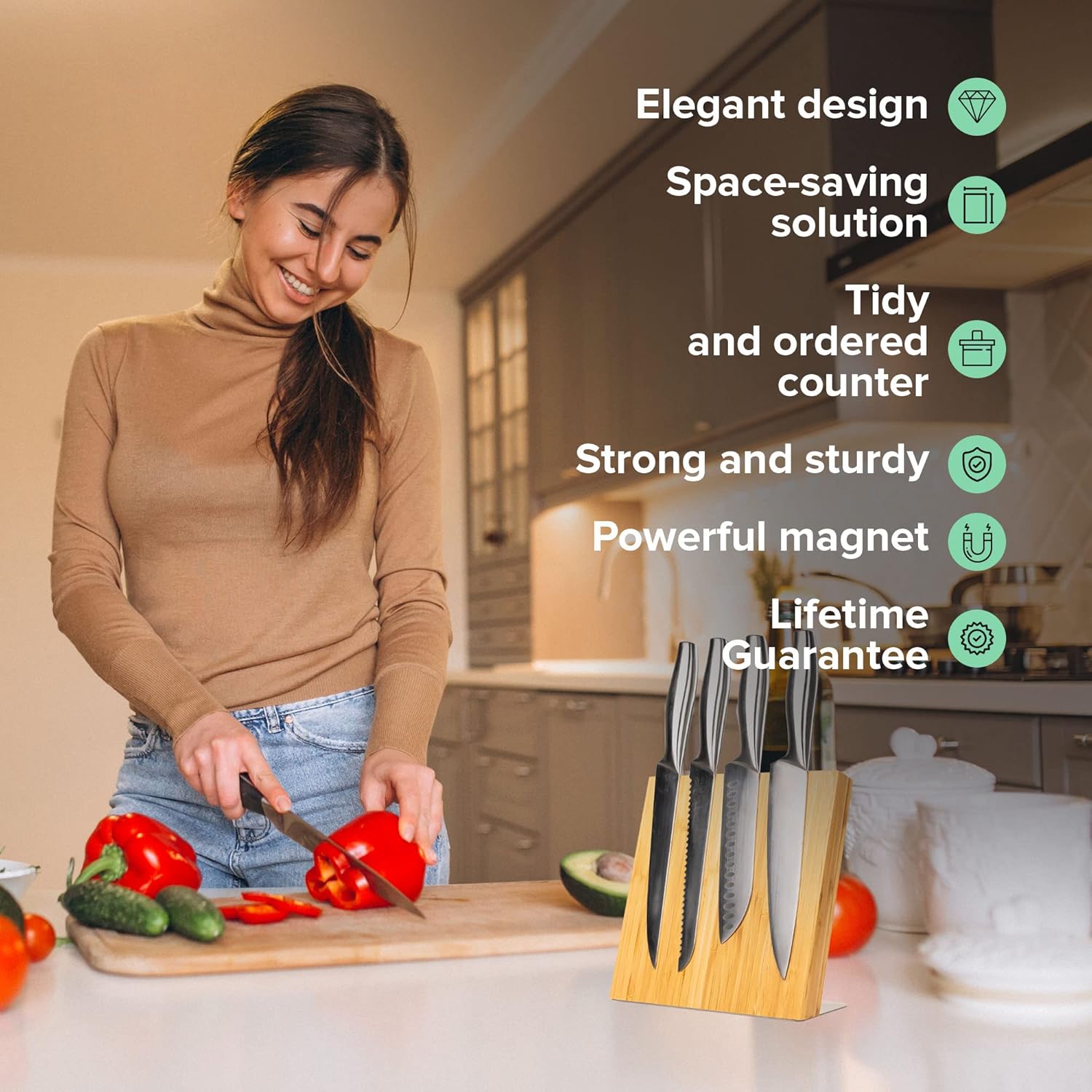 Coninx Magnetic Knife Block for Kitchen Storage