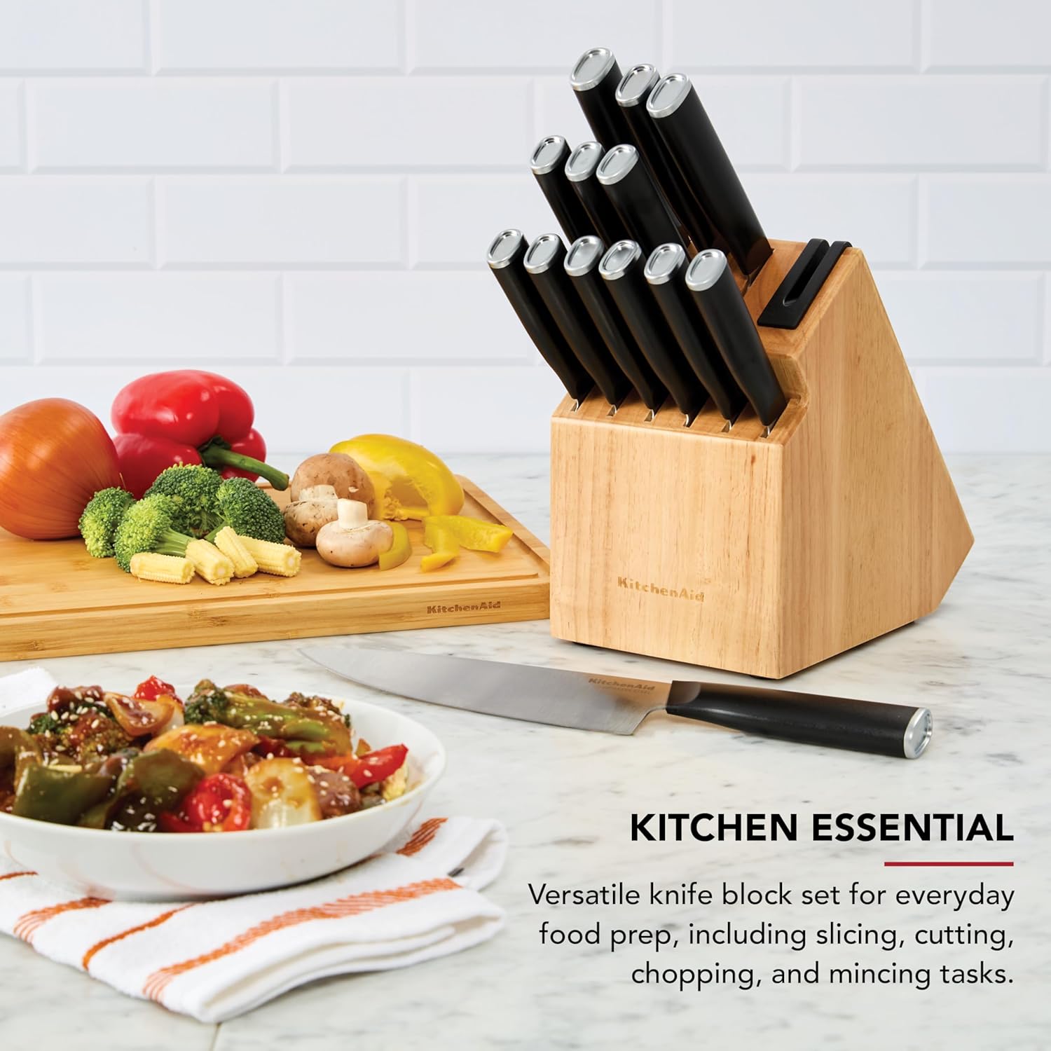 KitchenAid Classic Step Knife Block Set with Built-In Sharpener