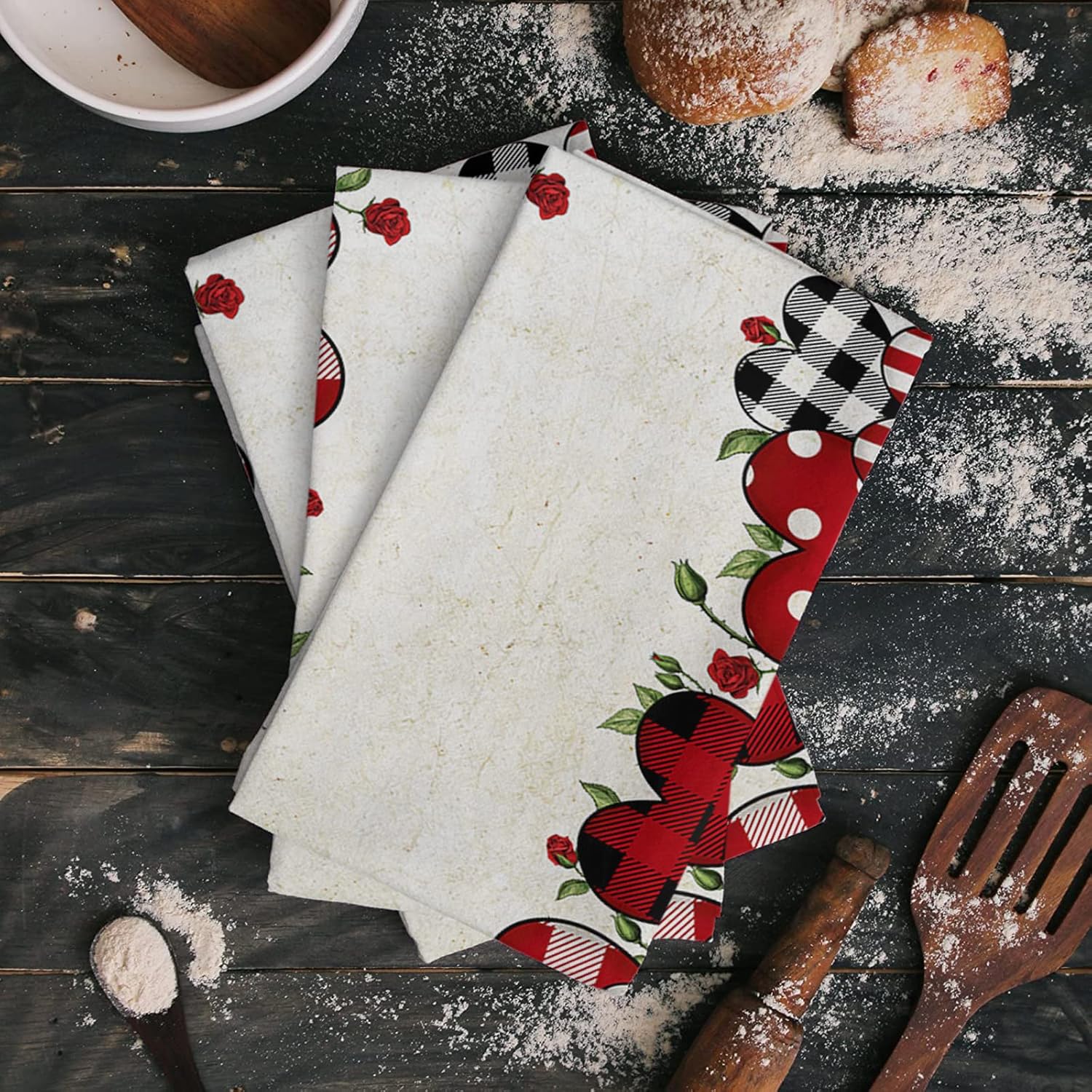 Stylish Heart Kitchen Towels Set for Durable Cleaning Cooking