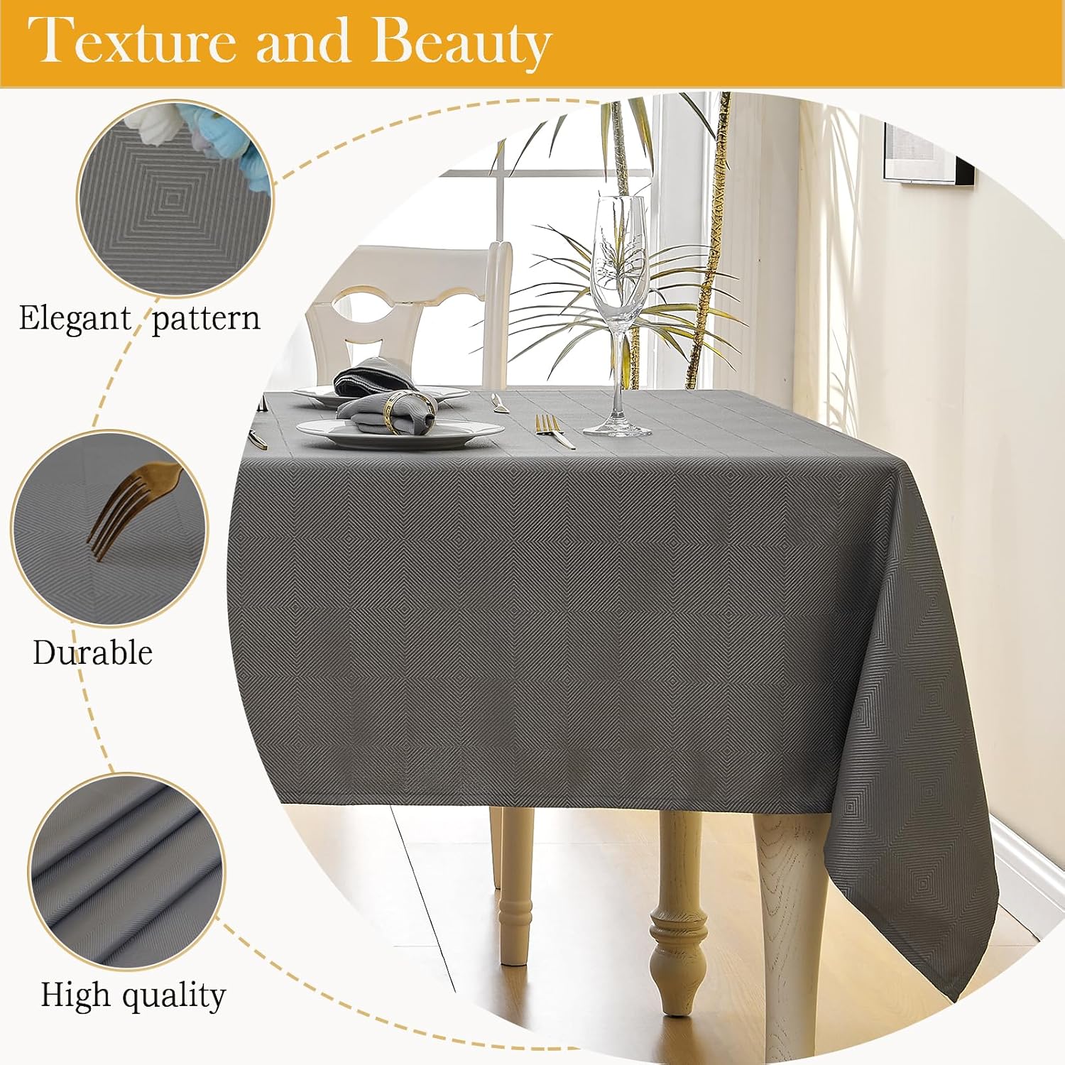 Elegant Grid Tablecloth waterproof for Kitchen Outdoor