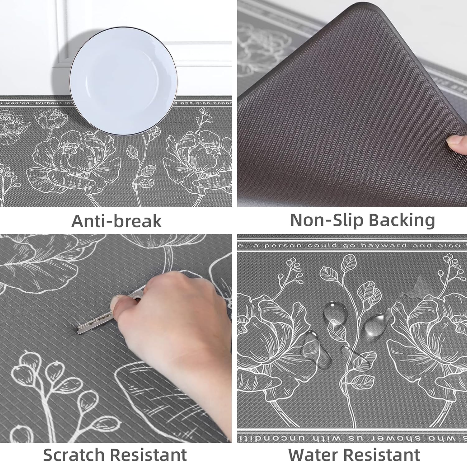 Anti-Fatigue Kitchen Mat Set for Standing waterproof cushioned rug