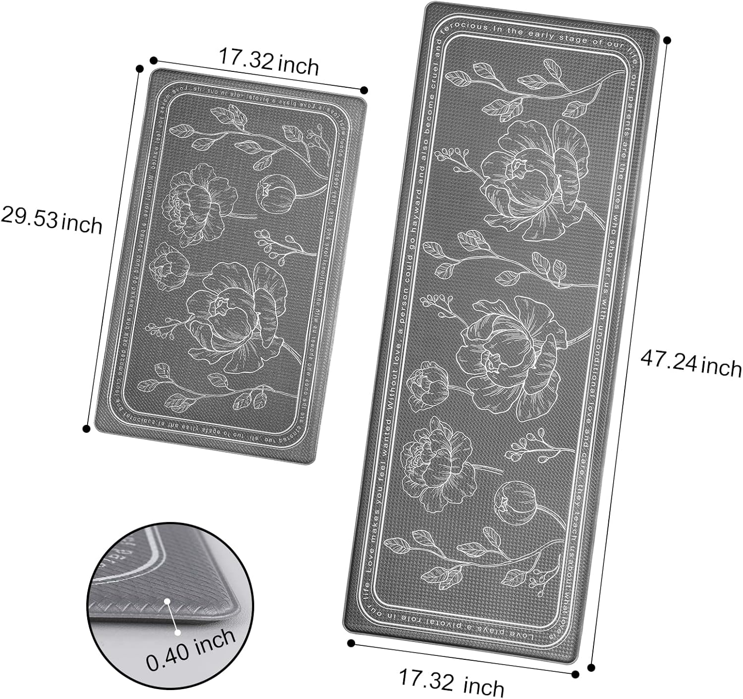 Anti-Fatigue Kitchen Mat Set for Standing waterproof cushioned rug