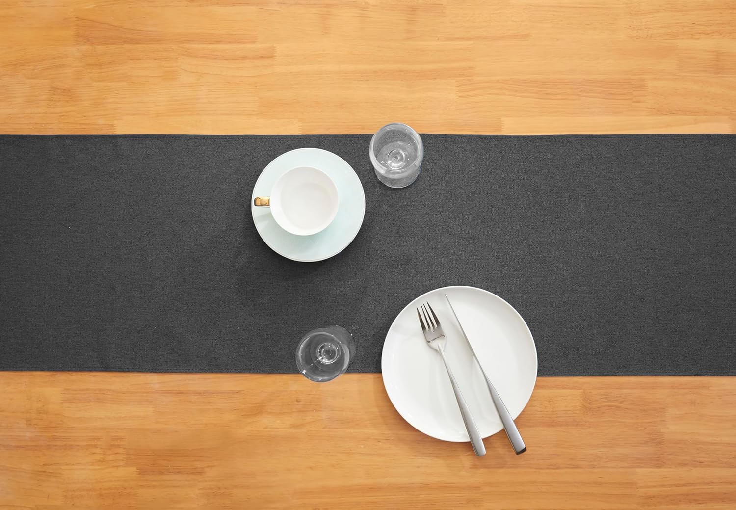Black Grey 13x36 Table Runner Cotton Linen Farmhouse Style for Home Kitchen