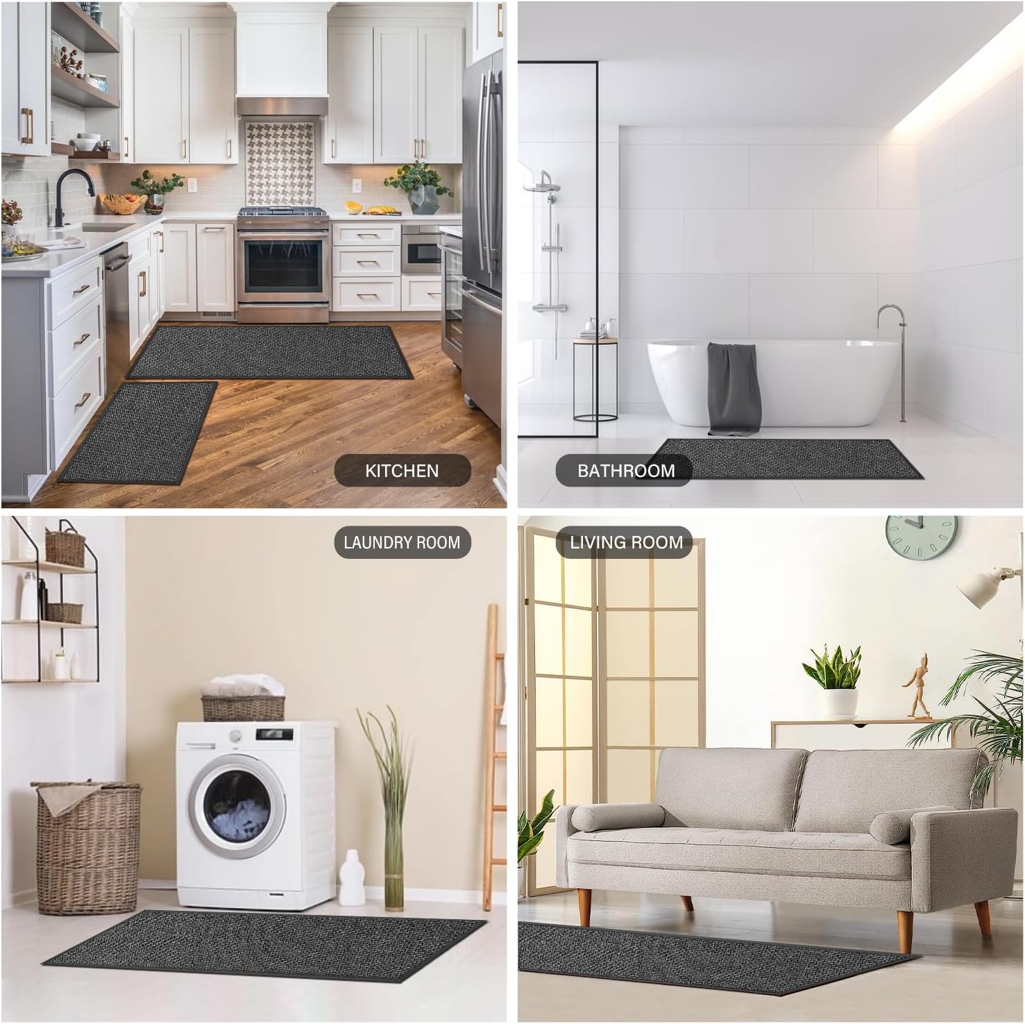 Washable Non-Skip Kitchen Rugs Set for Farmhouse Style