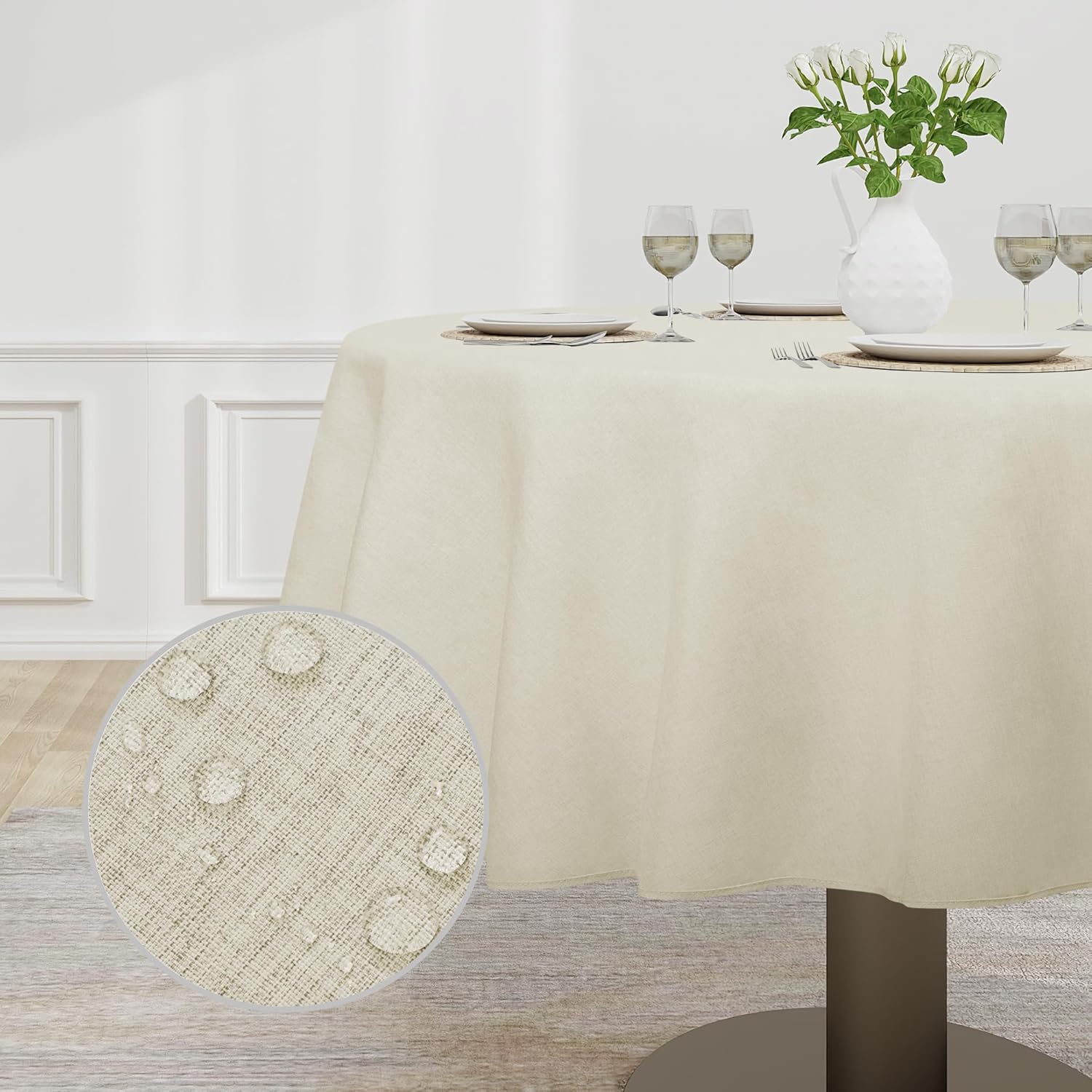 Easy-Going Faux Linen Waterproof Tablecloth