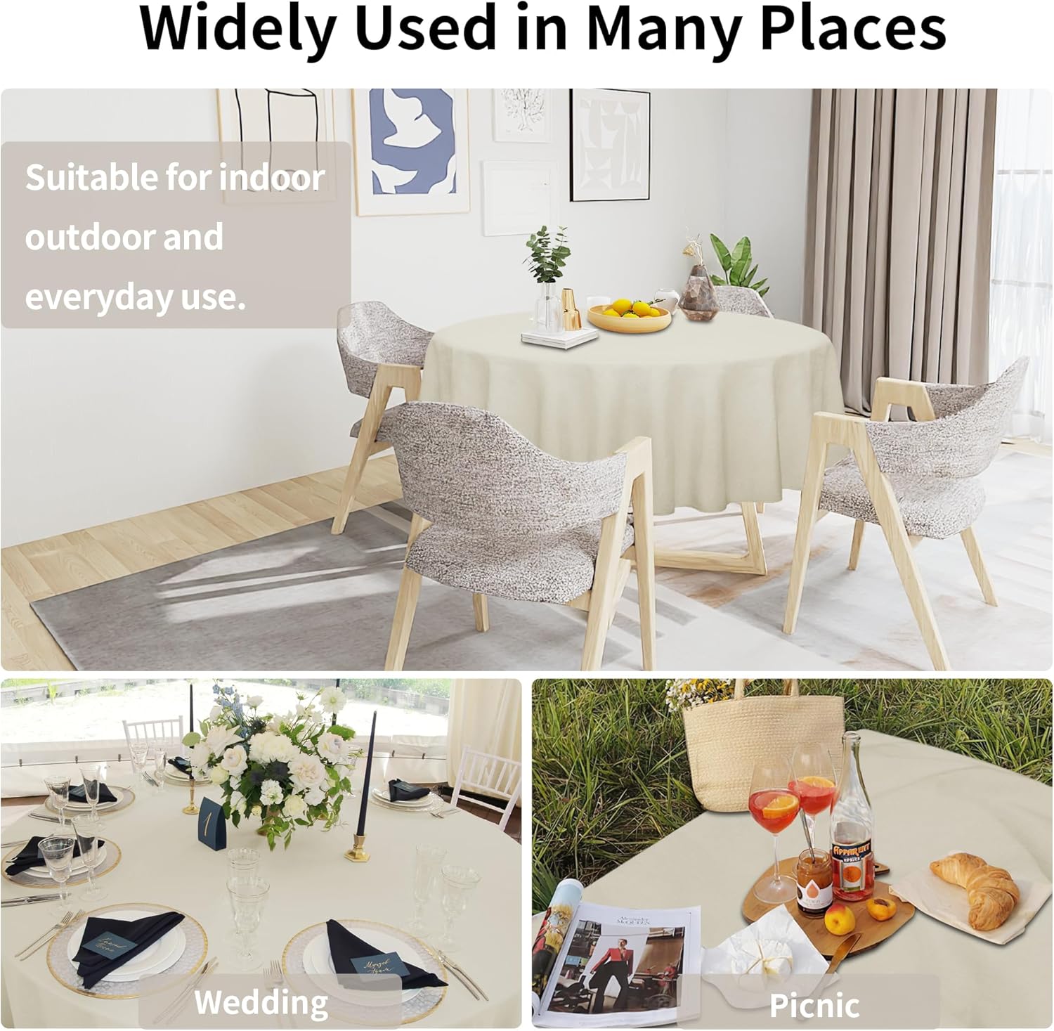 Easy-Going Faux Linen Waterproof Tablecloth