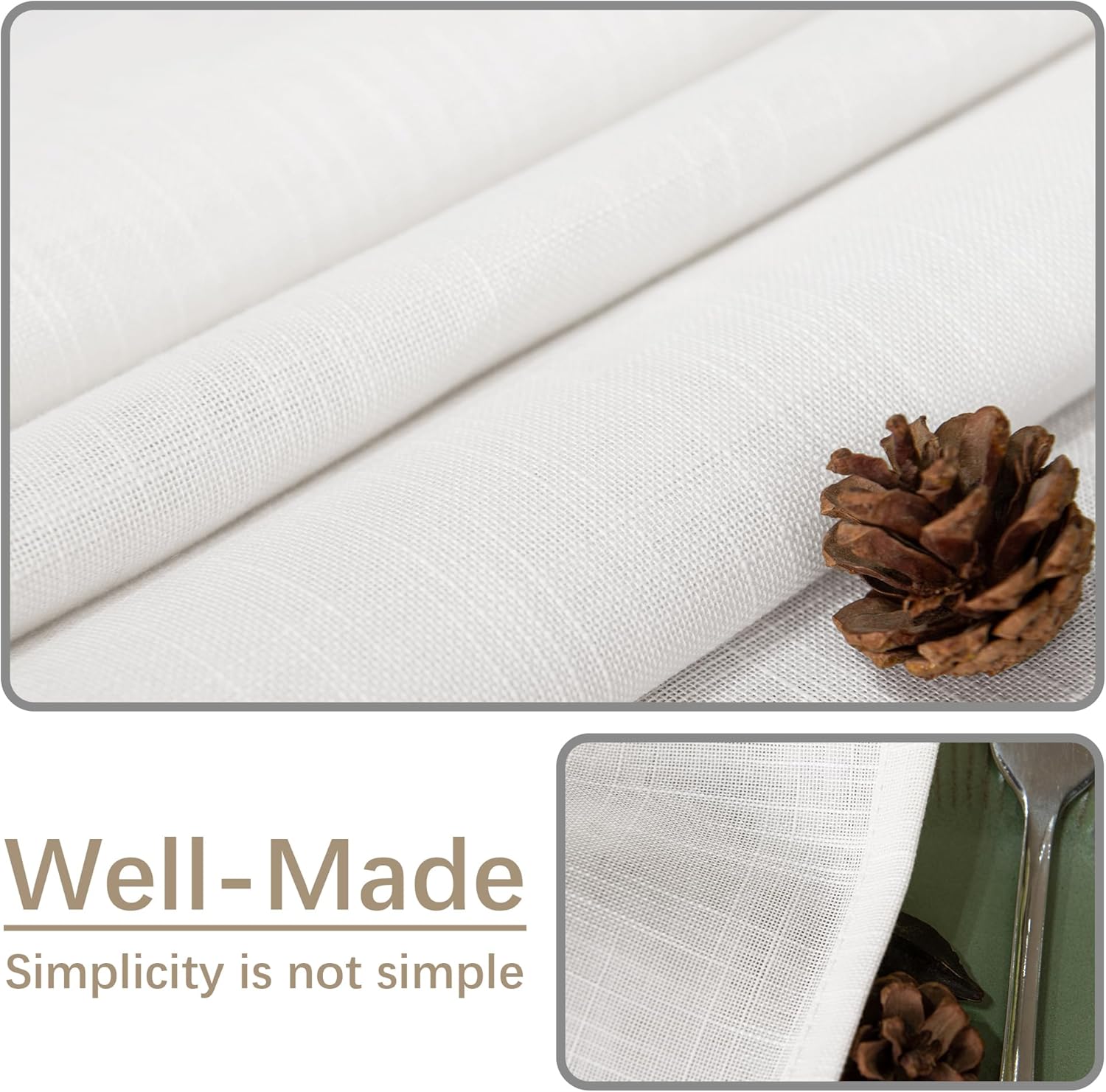 Karseteli Linen Textured Rectangle Tablecloth 60x120 Inch