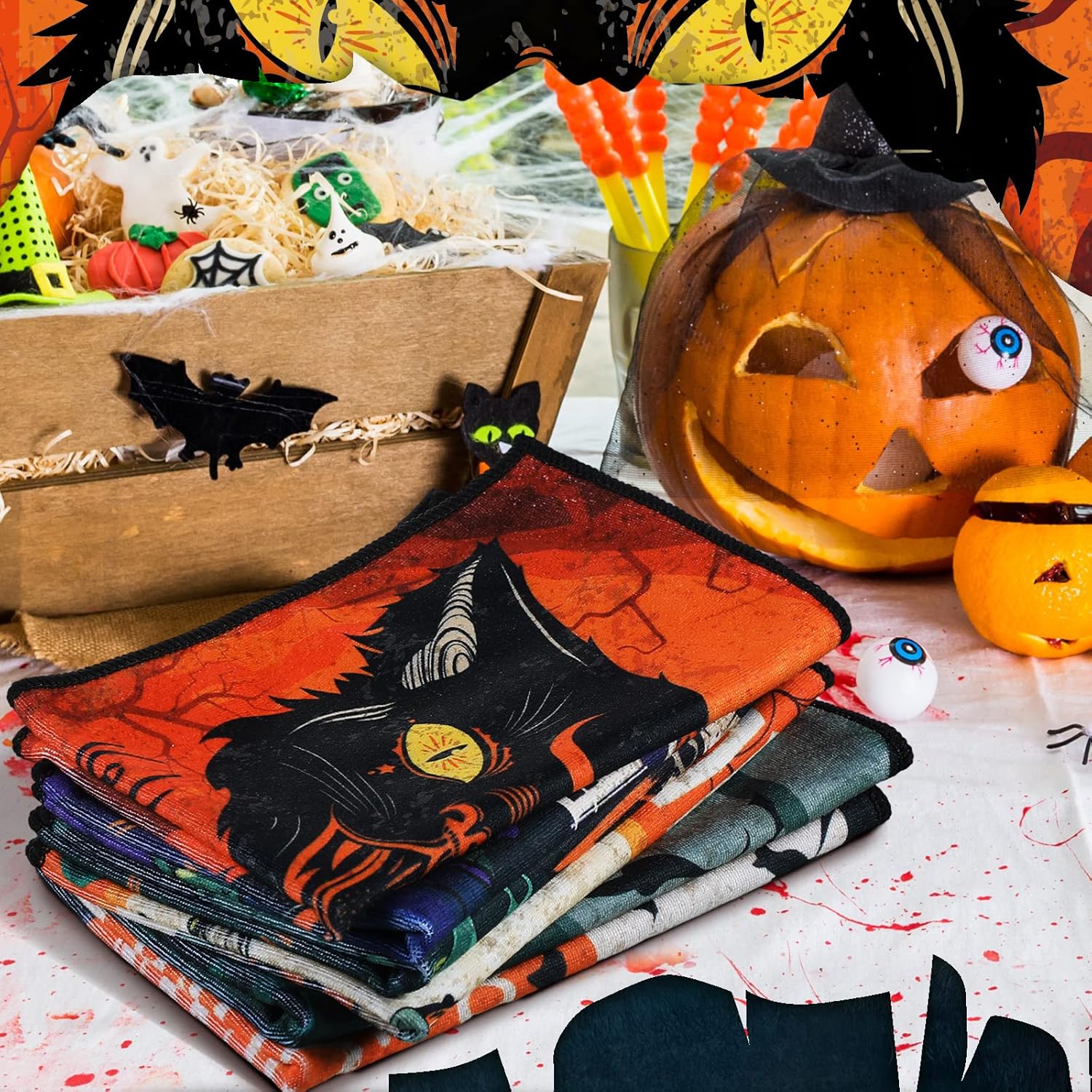 SUNNAY 6 Pcs Halloween Dish Towels Set