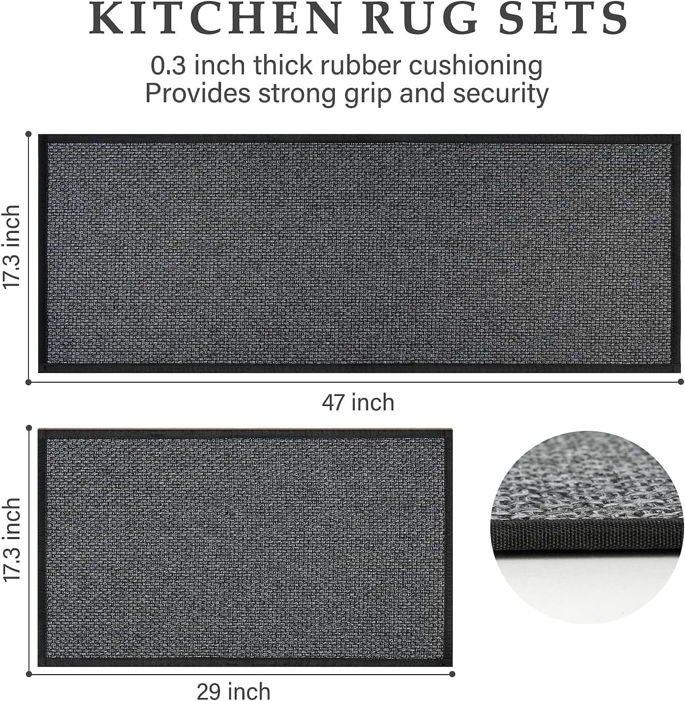 Washable Non-Skip Kitchen Rugs Set for Farmhouse Style