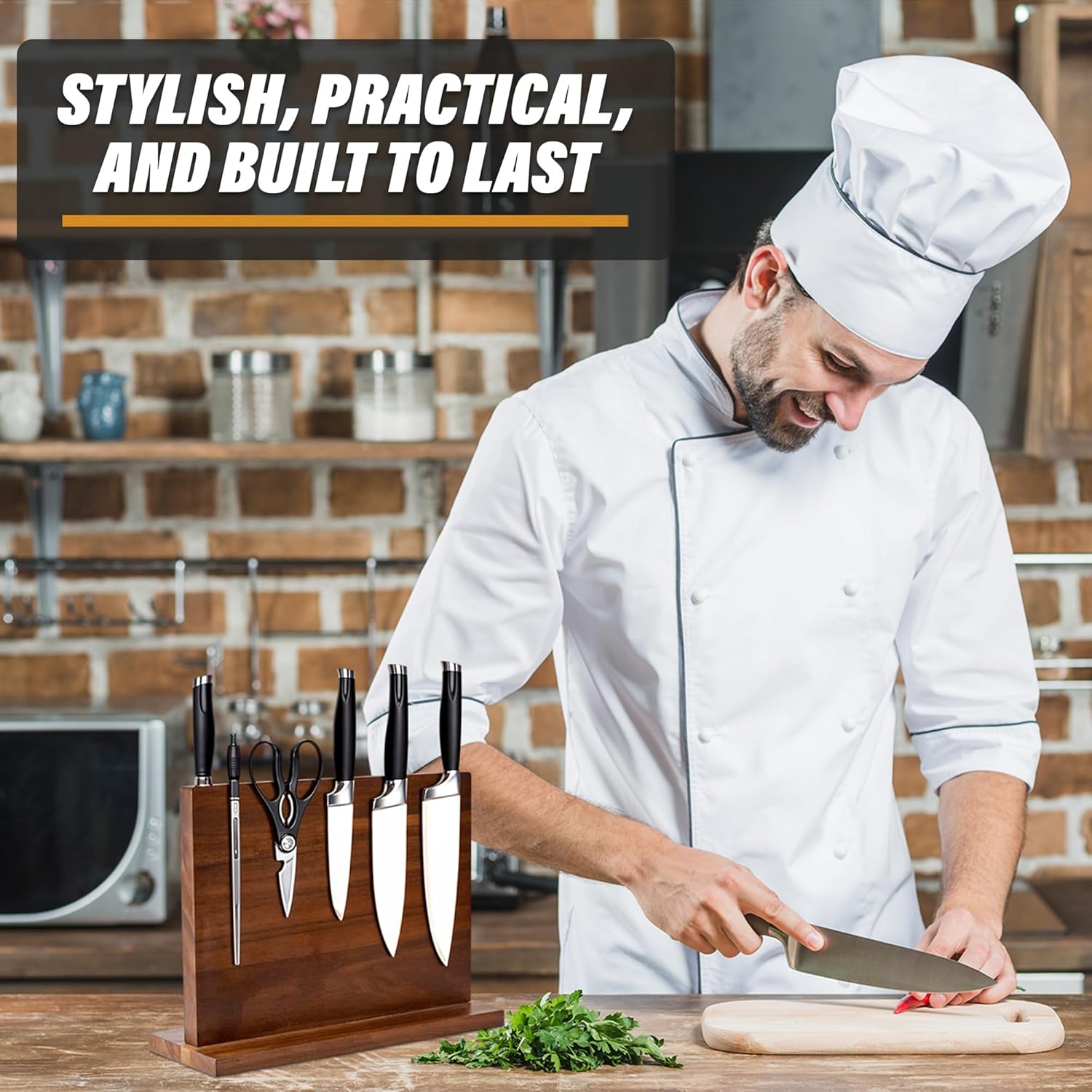 Stylish Magnetic Knife Holder for Duality and Sustainability