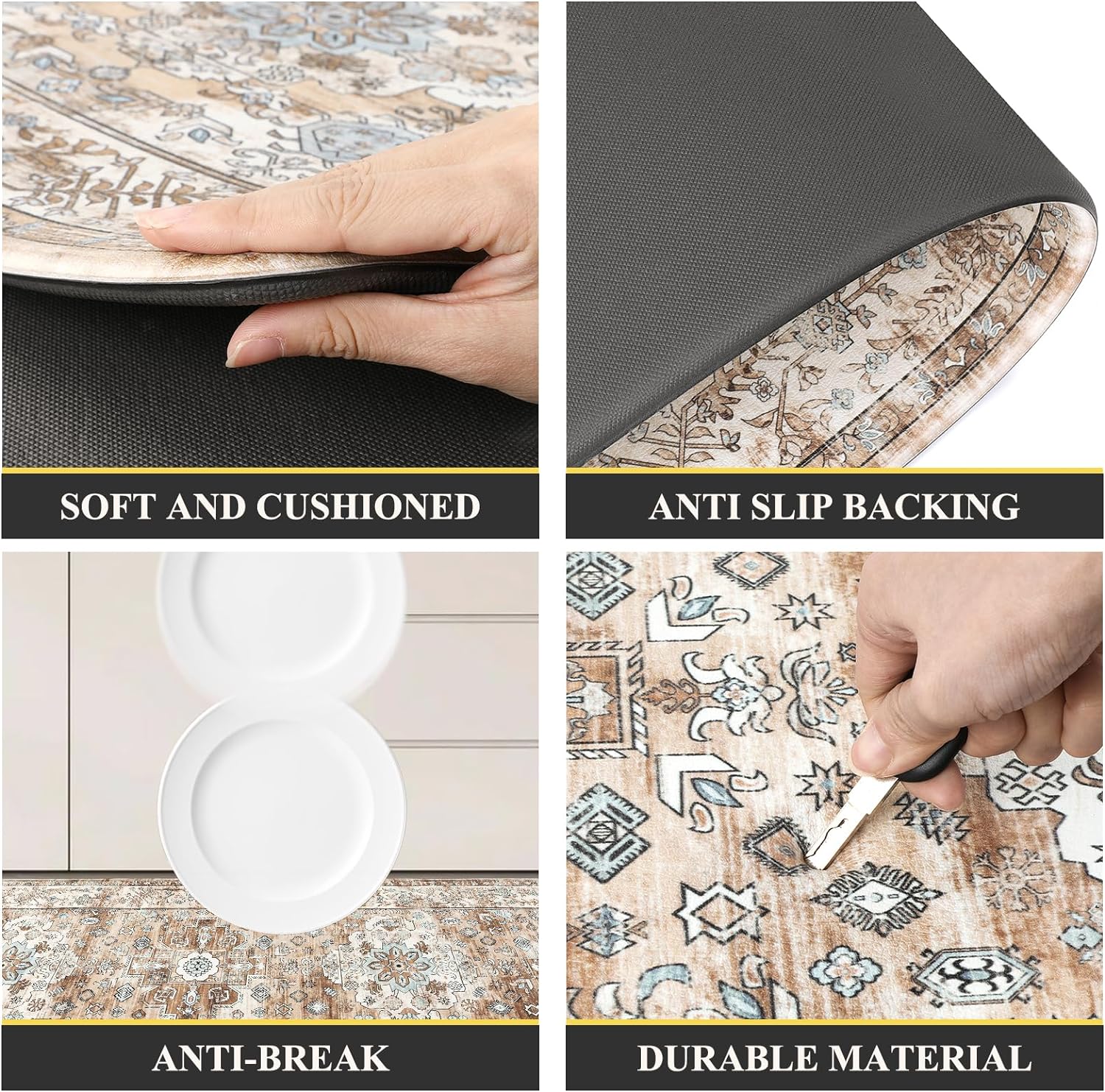 Pauwer Anti Fatigue Kitchen Mat Set of 2