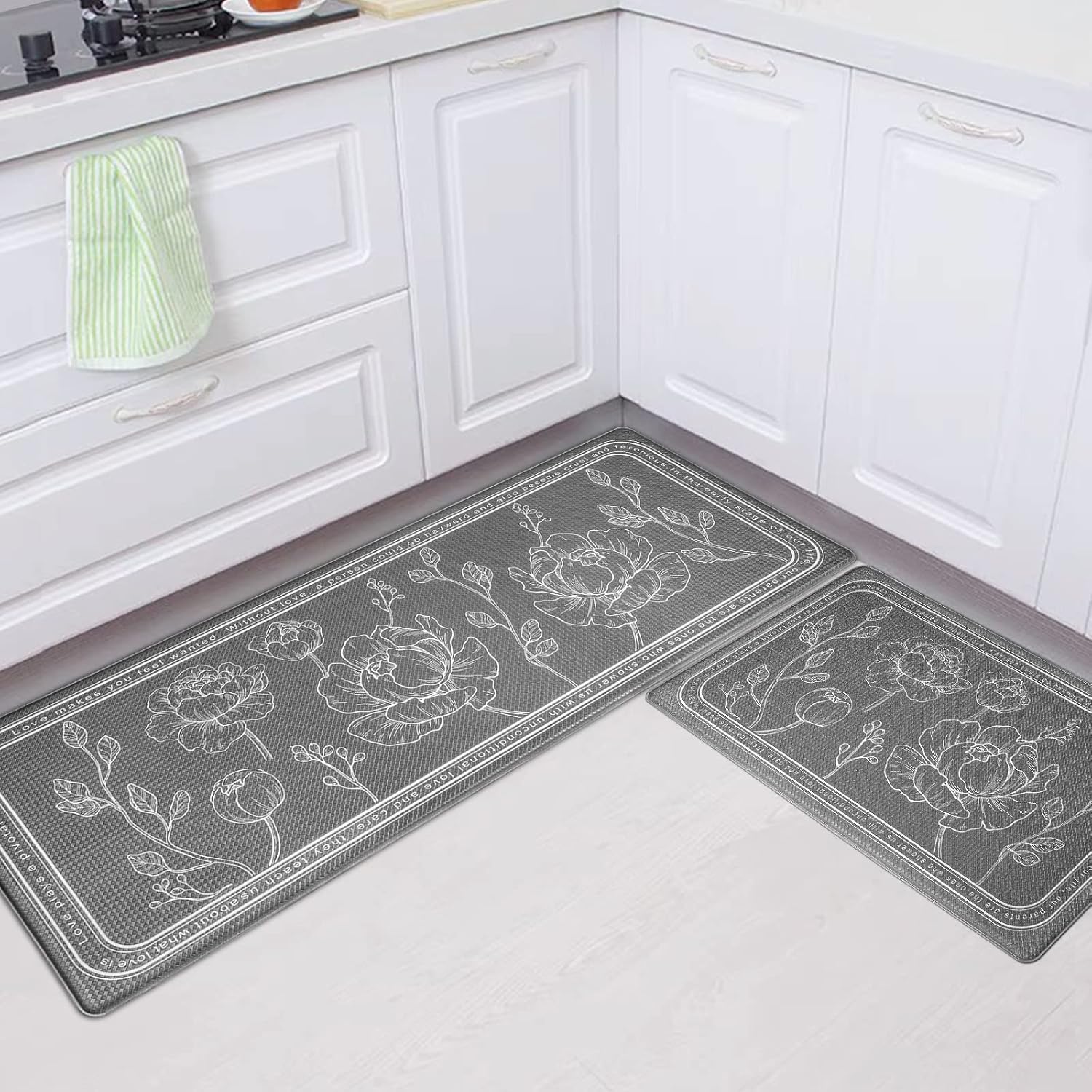 Anti-Fatigue Kitchen Mat Set for Standing waterproof cushioned rug