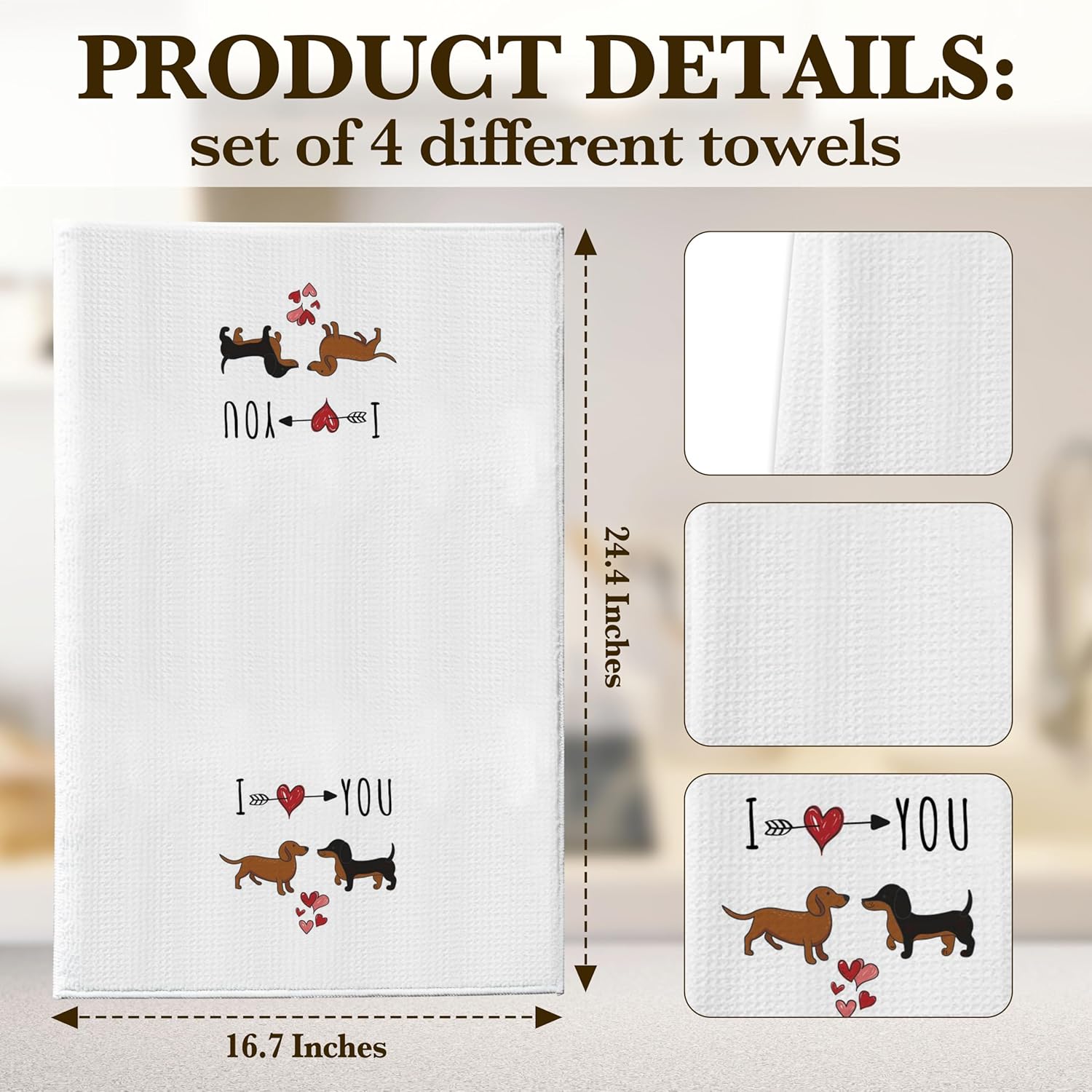 DETIHO Dachshund Gift Set for Women Kitchen Towels with a Sweet Dog