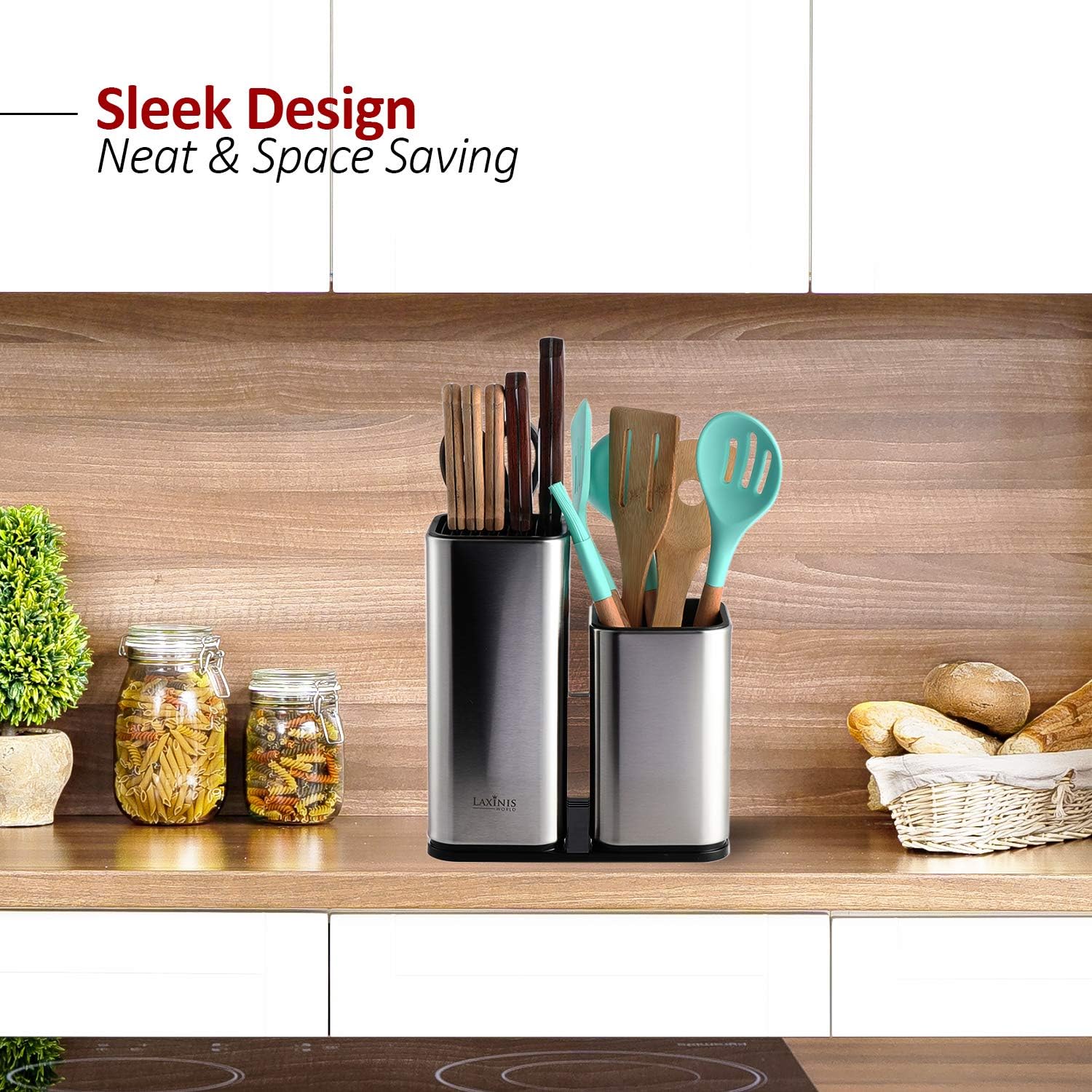 Perfect for Your Counter - Modern Knife Holder and Utensil Organizer