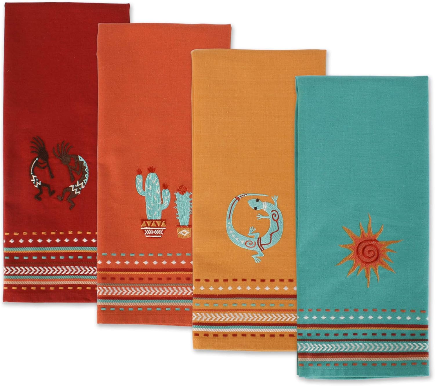 DII Southwest Hacienda Stripe Dishtowel Set 18x28 Assorted 4 Piece